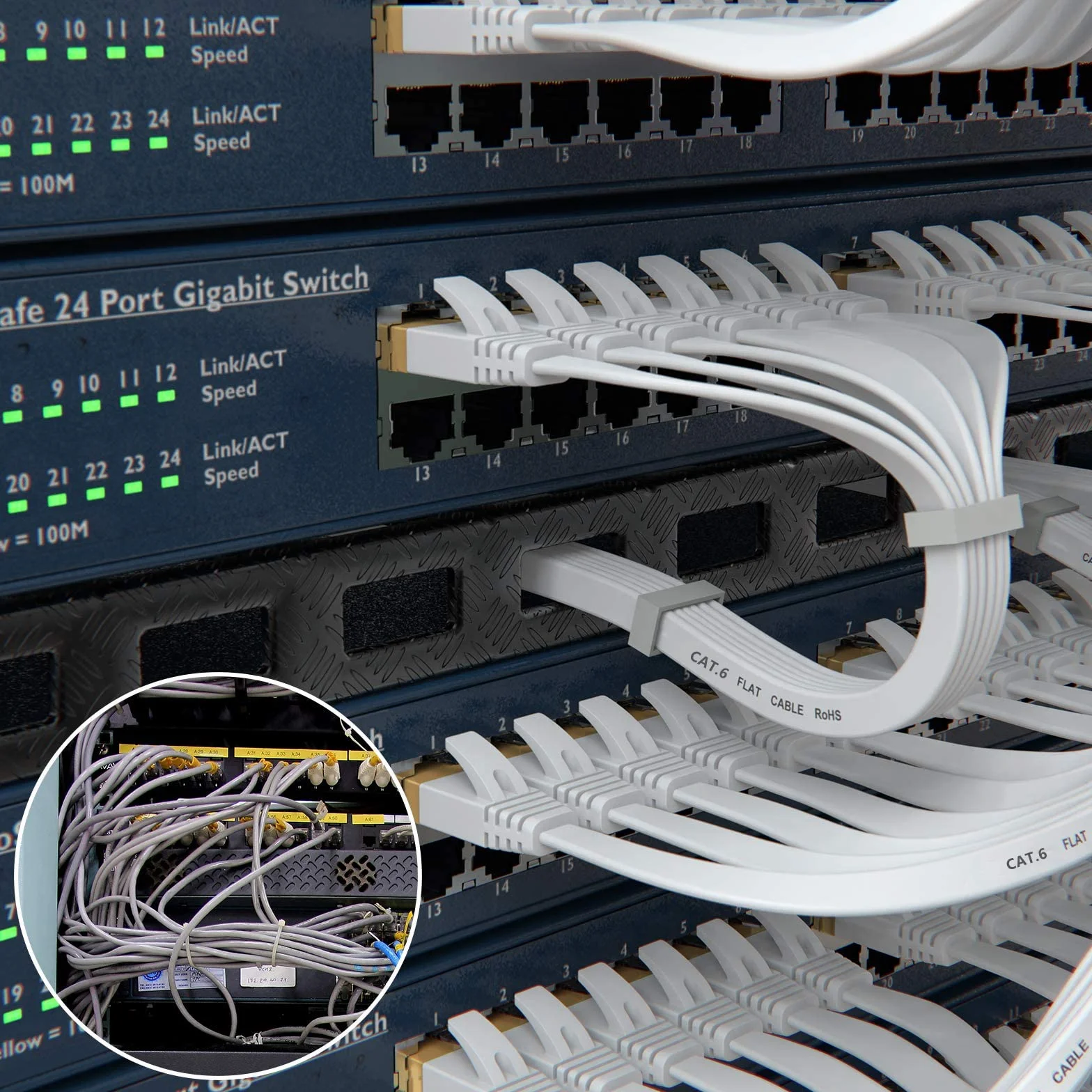 Nixsto Kabel Ethernet 30 m RJ45 Cat 6 z testerem do modemu routera switch biały