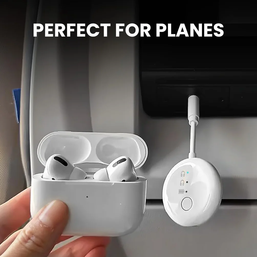Avantree SoundJet R1 – 25-godzinna bezprzewodowa Bluetooth-adapter do wszystkich AirPods (Pro/Max) z Qualcomm & aptX Adaptive, bezprzewodowy transmiter audio do lotów, działa ze słuchawkami Bluetooth