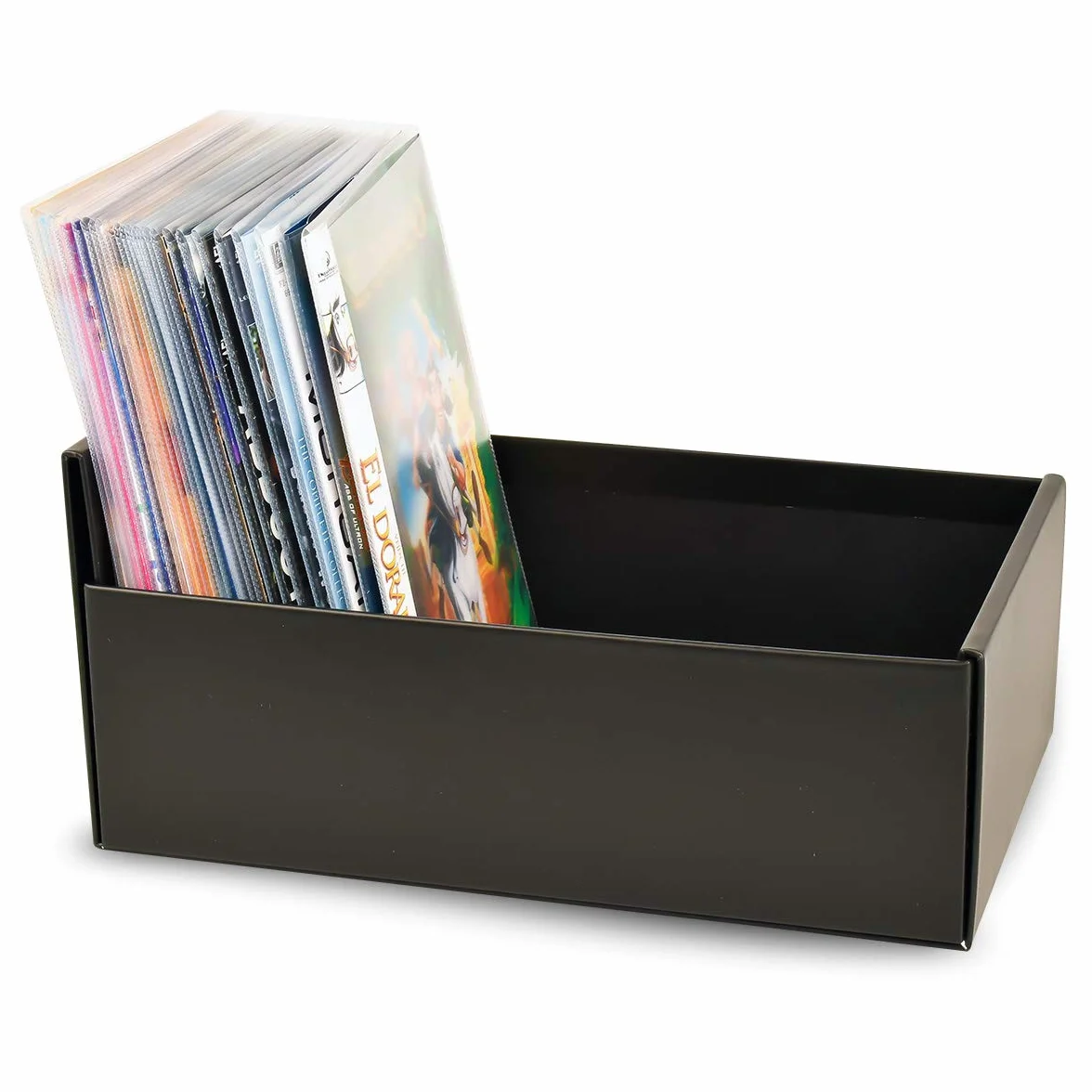 3L Pudełko do przechowywania płyt DVD, CD i Blu-ray – praktyczny i zajmujący mało miejsca system przechowywania – czarne – 10290