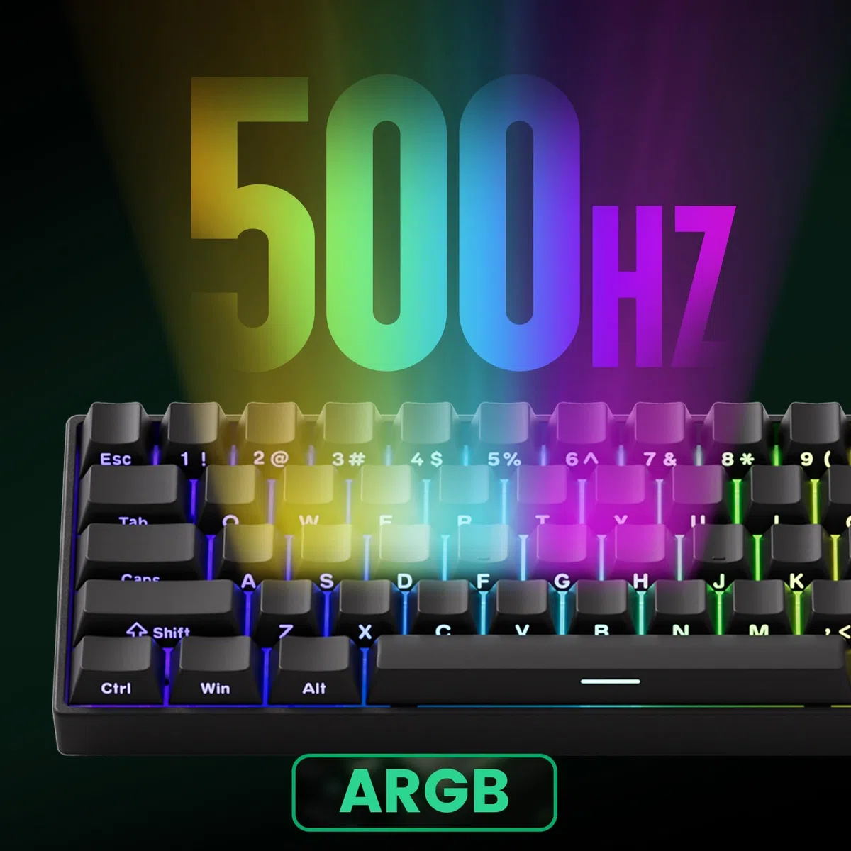 MONSGEEK FUN60 Pro Rapid Trigger klawiatura do gier, częstotliwość skanowania 16K SP przełącznik magnetyczny HE klawiatura przewodowa klawiatura 60% czarna błyszcząca (odblaskowy przełącznik