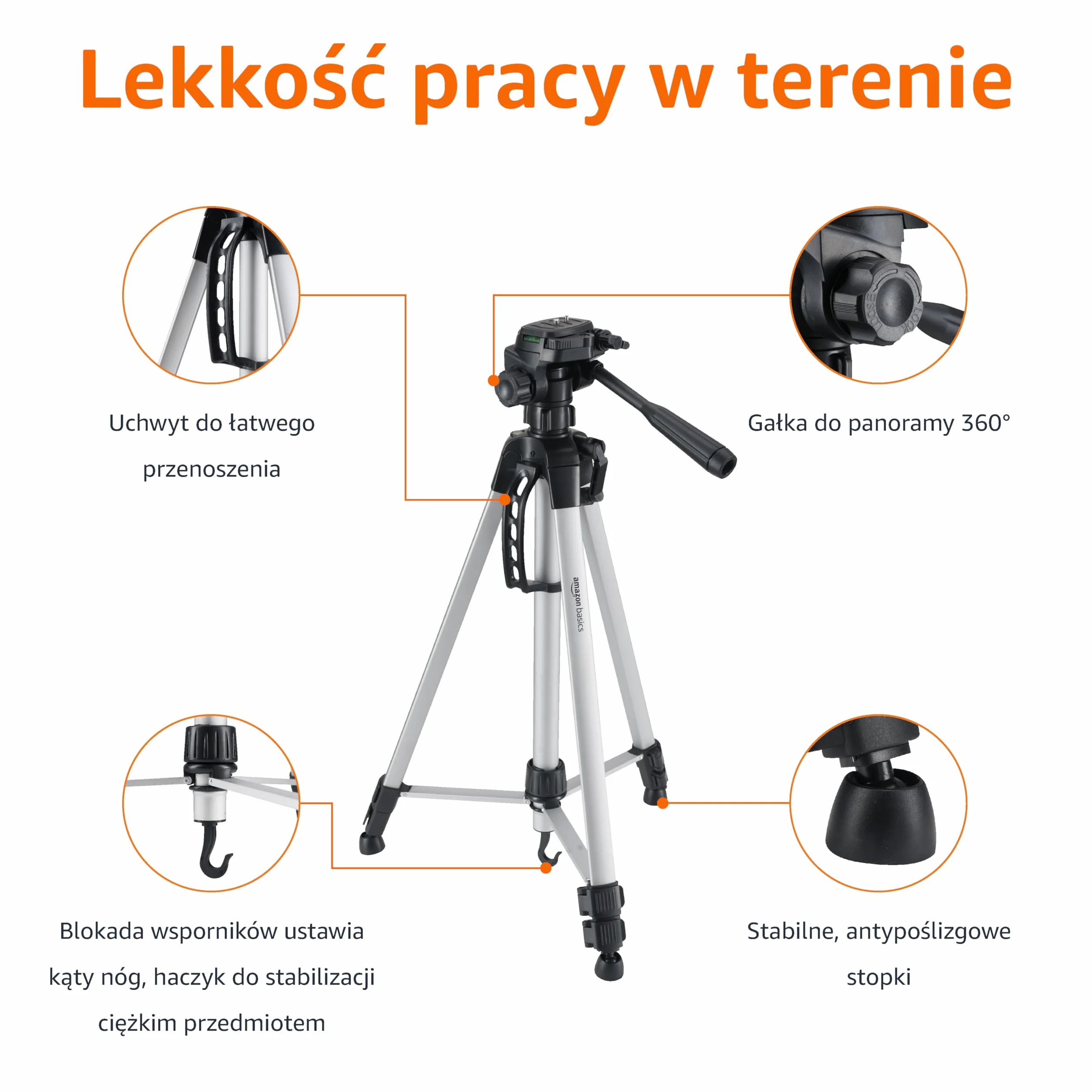 Amazon Basics WT3540 Statyw, Czarny, 152,4 cm