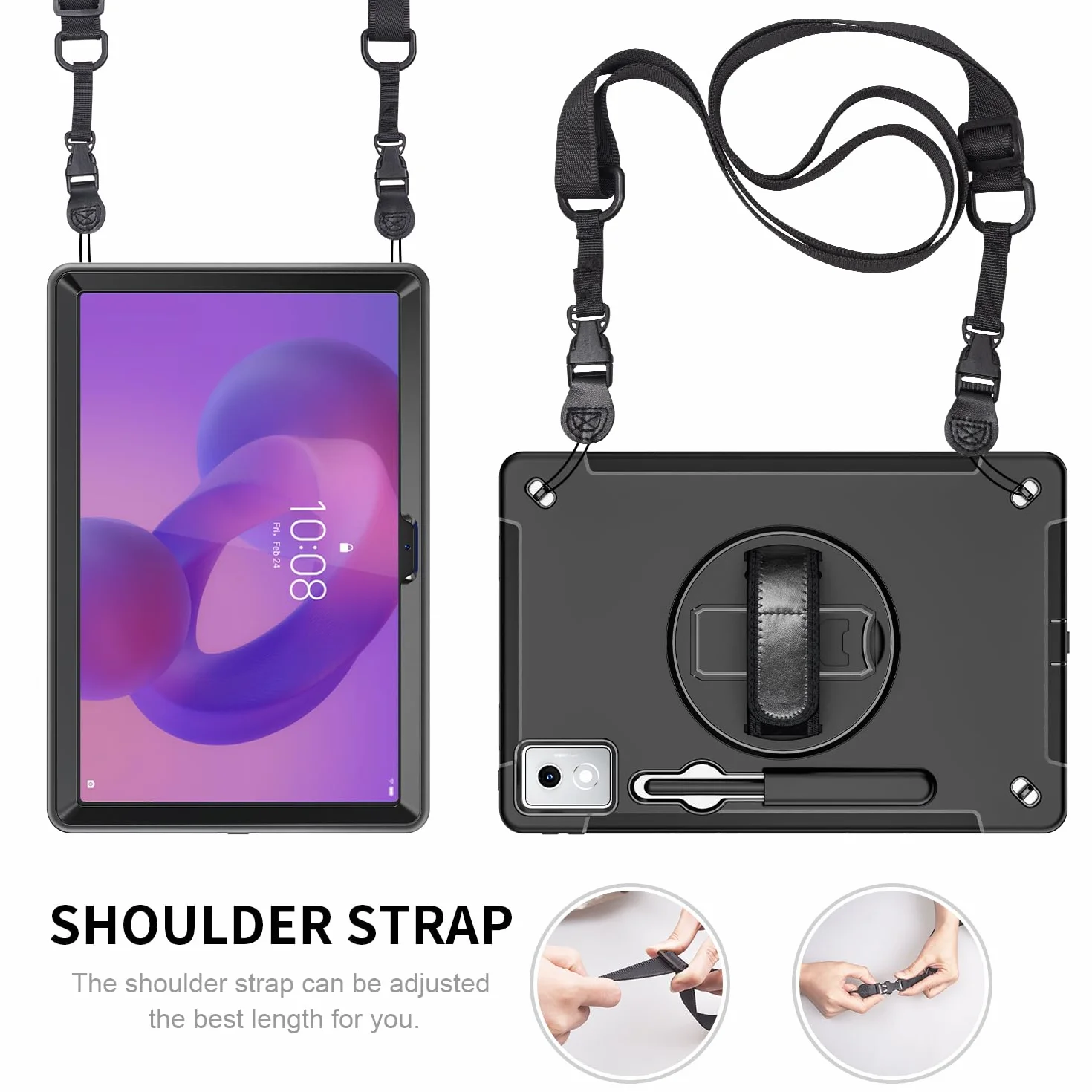 Junfire Wytrzymałe etui do Lenovo Idea Tab Pro 12,7 cala 2025, odporne na uderzenia, obrotowy stojak