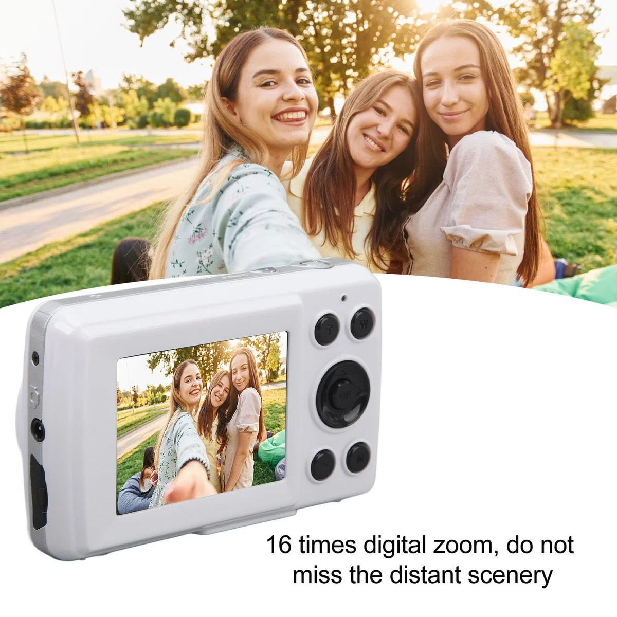 Aparat Cyfrowy, Kieszonkowy Aparat Kompaktowy HD 16MP 1080P z Ekranem 2,4 Cala, Autofokusem z 16-krotnym Zoomem, funkcją Anti Shake, przenośną kamerą do Vlogowania, dla Chłopców,
