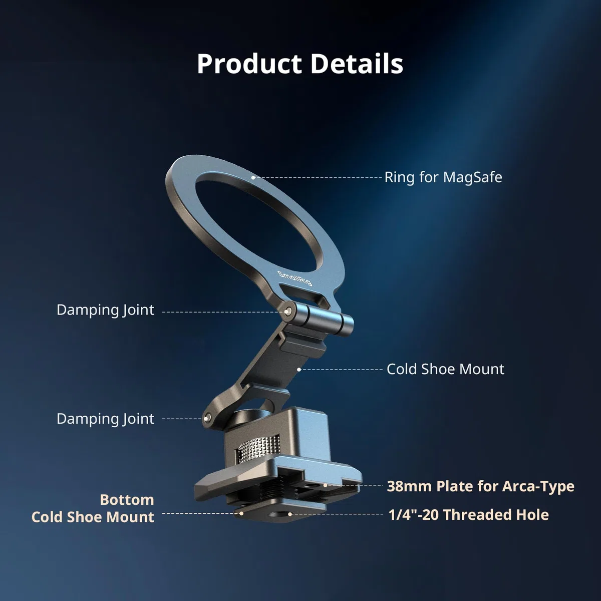 SMALLRIG Metalowy uchwyt na telefon z płytą bazową do Arca-Standard, kompatybilny z DJI RS 4 Mini, uchwyt na telefon z mocowaniem na zimną stopkę. - 5339