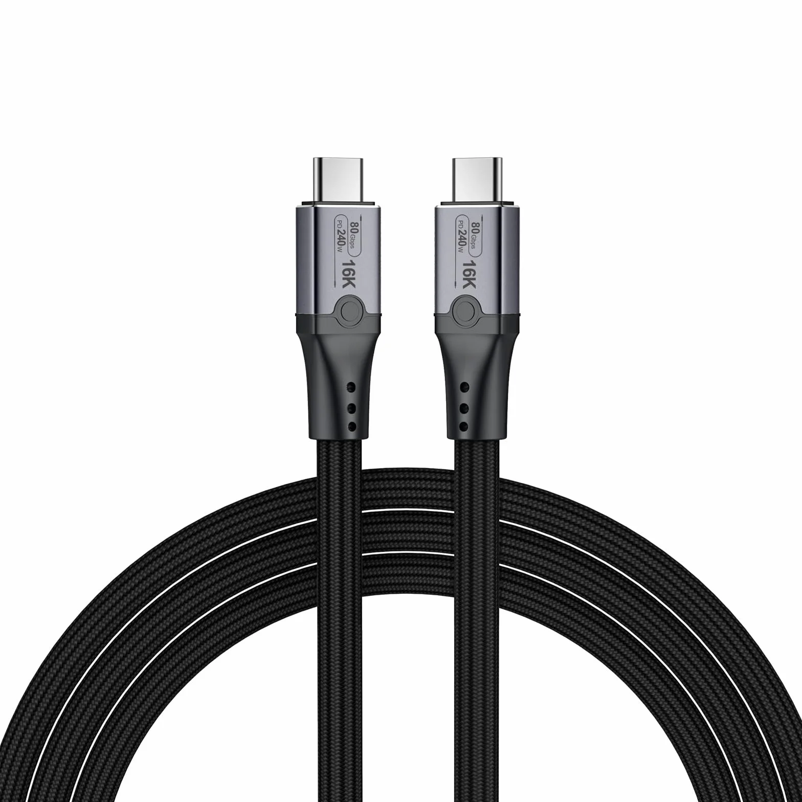 Kabel 80Gb/s do Thunderbolt 5 Firmy MMOBIEL - Kabel w Oplocie Video Display Cable 1m - 120Gb/s Przepustowości, ładowanie 240W do iPhone 17/16 / 15, Thunderbolt 5/4 / 3, USB4, USB-C - Czarny