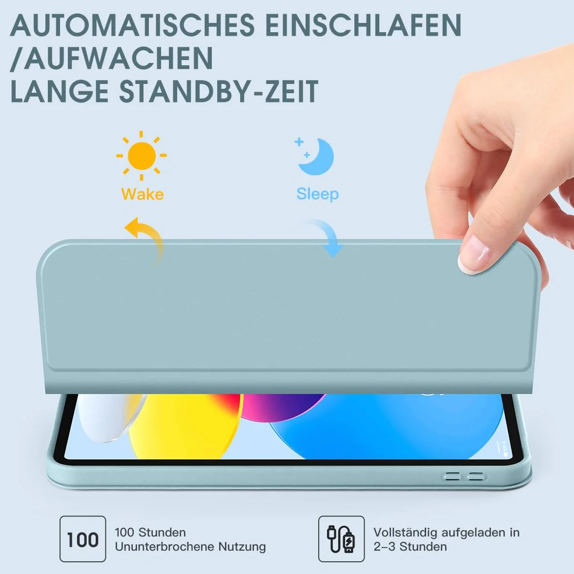 Etui z klawiaturą do iPada 10 generacji 10,9" 2022, magnetyczna zdejmowana klawiatura QWERTZ niebieska