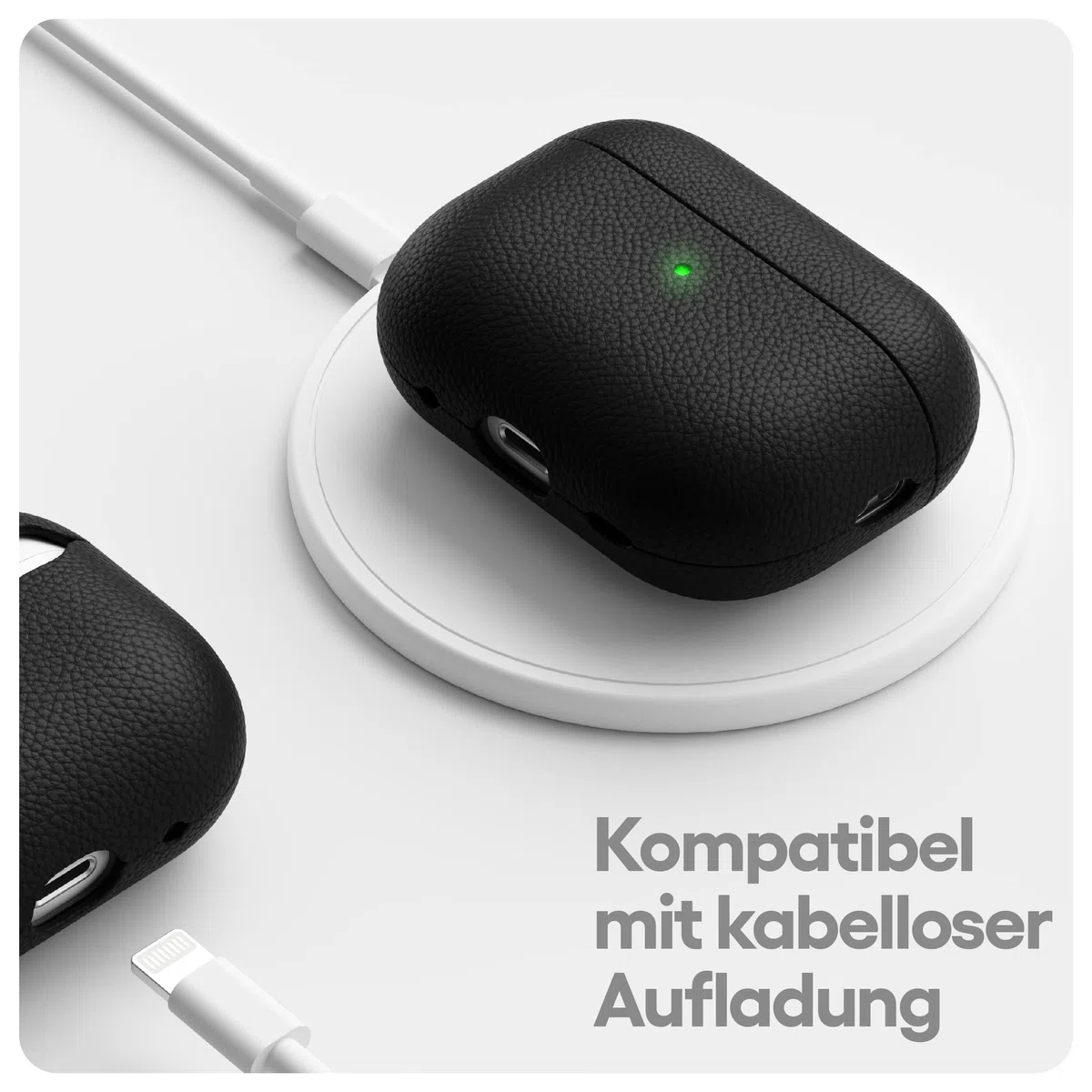 KeyBudz Artisan, skórzane etui ładujące do Apple AirPods Pro 2, czarne