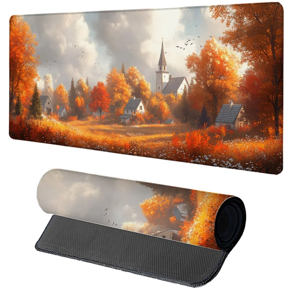 Podkładka pod mysz do gier kolor pomarańczowy podkładka pod mysz XXL 1200 x 600 x 3 mm, podkładka pod mysz z krajobrazem podkładka na biurko duże ze zszytymi krawędziami do akcesoriów PC do gier