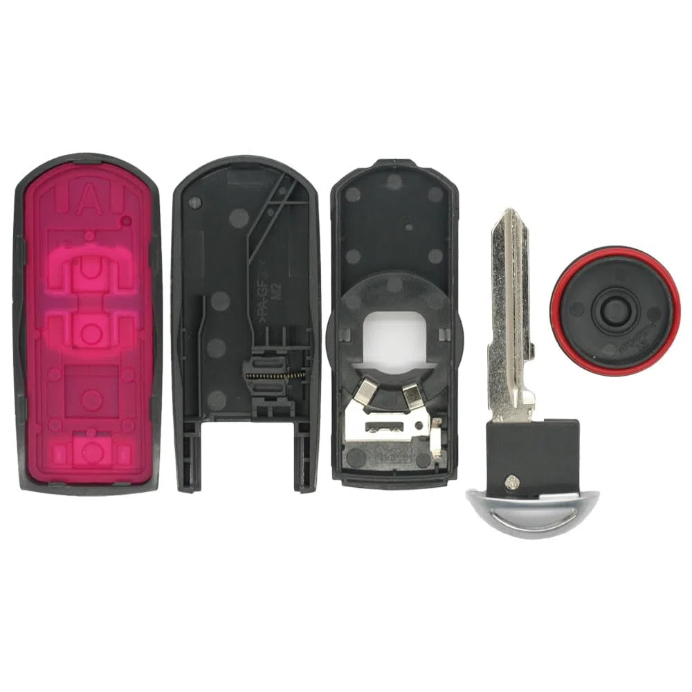 Wymienna obudowa klucza + nieoszlifowany pusty klucz awaryjny kompatybilny z MAZDA 4-przyciskowy inteligentny klucz bezkluczykowy zdalny klucz etui Fob SUV PG539G