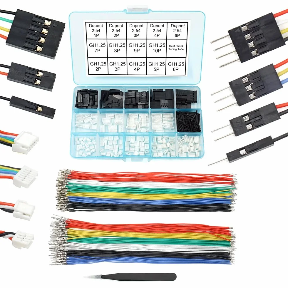 GH Złącza do Dupont 2,54 wstępnie zaciśnięte kable i złącza, zestaw kompatybilny z JST GH 1,25 mm do Pixhawk Cube 6C 6X Pixhawk4 20 cm przewód silikonowy