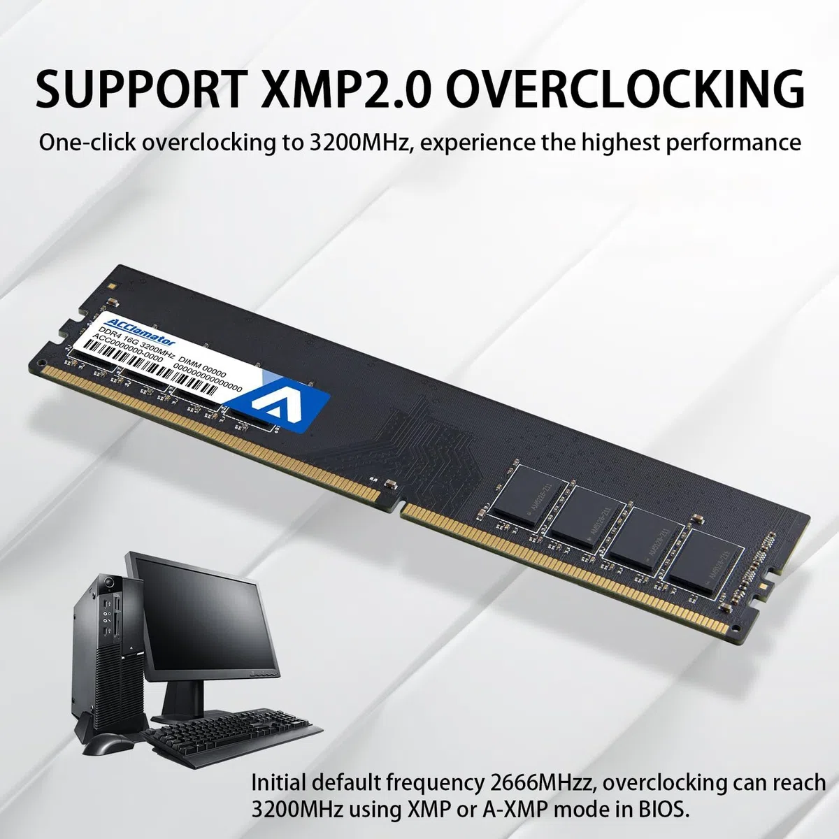 32 GB (2 x 16 GB) DDR4 Ram 3200 MHz (PC4-25600) 1,2 V Desktop (DIMM) Pamięć komputera CL22 (kompatybilna z 3200 MHz, 2400 MHz lub 2133 MHz) Acclamator..