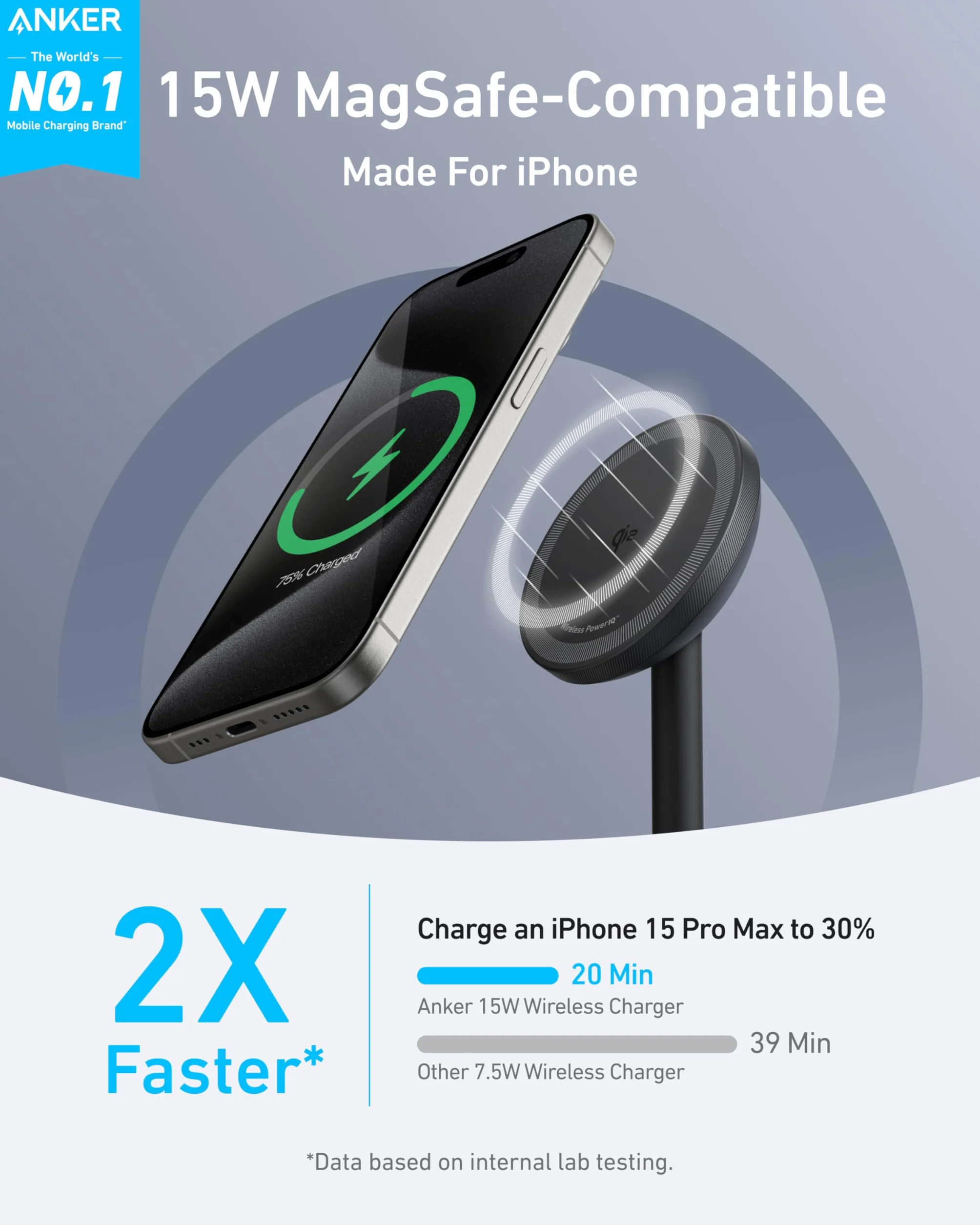 Anker MagGo Bezprzewodowa Stacja Ładująca 15W Qi2 dla MagSafe, magnetyczna ładowarka dla iPhone 17/16/15/14, AirPods