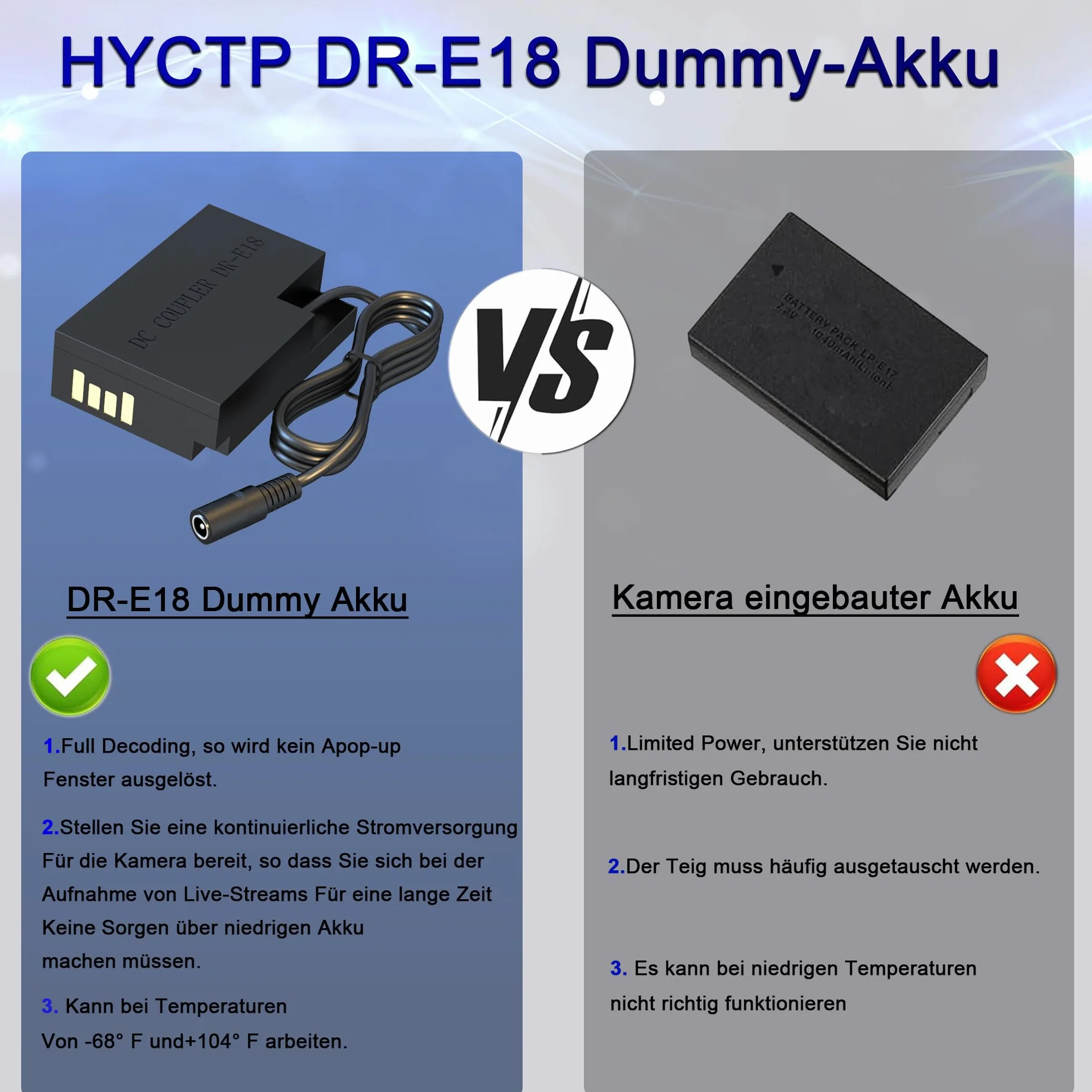 ACK-E18 adapter sieciowy DR-E18 DC łącznik Dummy bateria Kit do Canon EOS Rebel T6i T7i T8i SL2 SL3 T6s X8i X9i X10 EOS RP R8 R10 R50 R100 77D 200D 50D 800D 850D 9000D