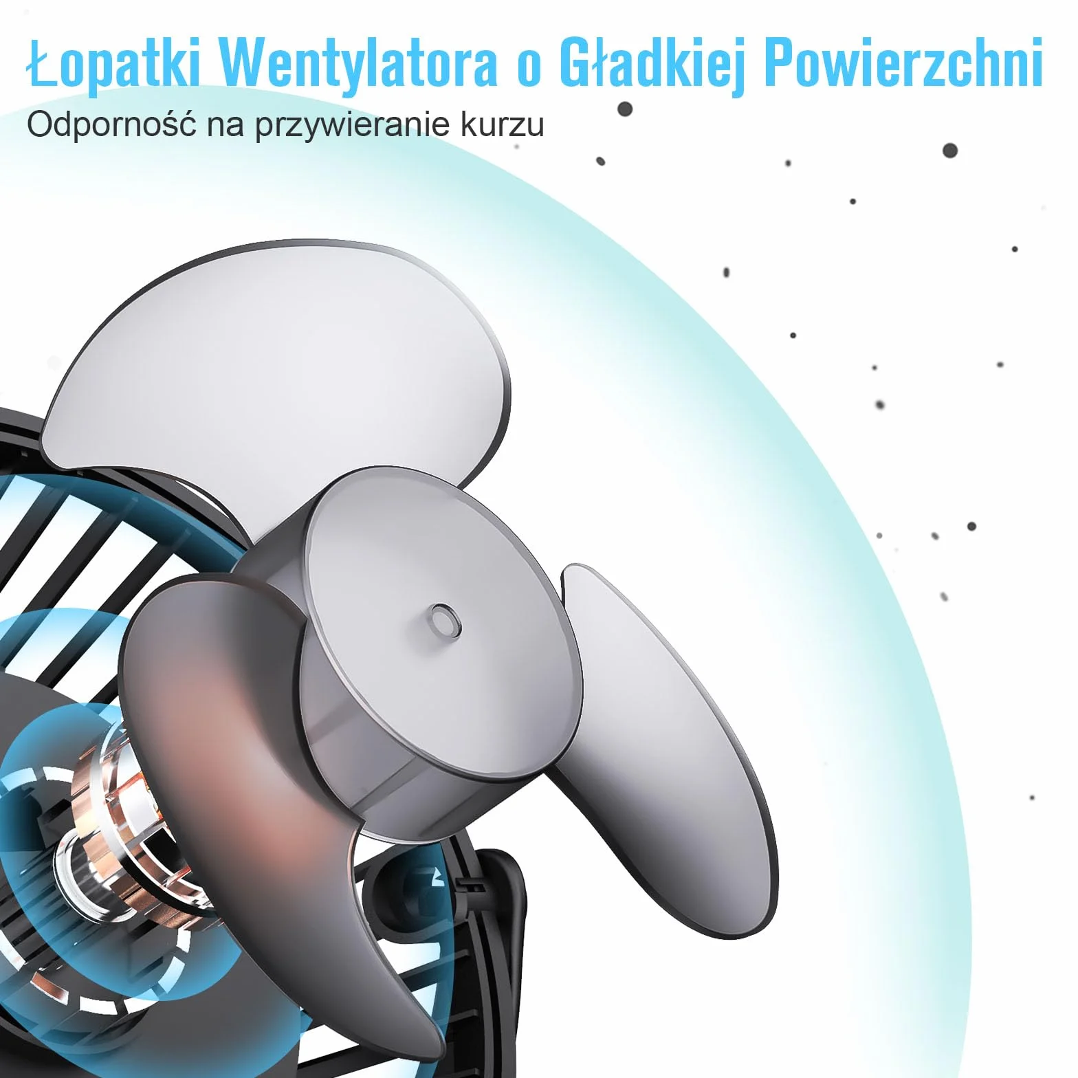HONYIN Wentylator Biurkowy Obrotowy 720° z Zaciskiem USB 3 Prędkości Cichy