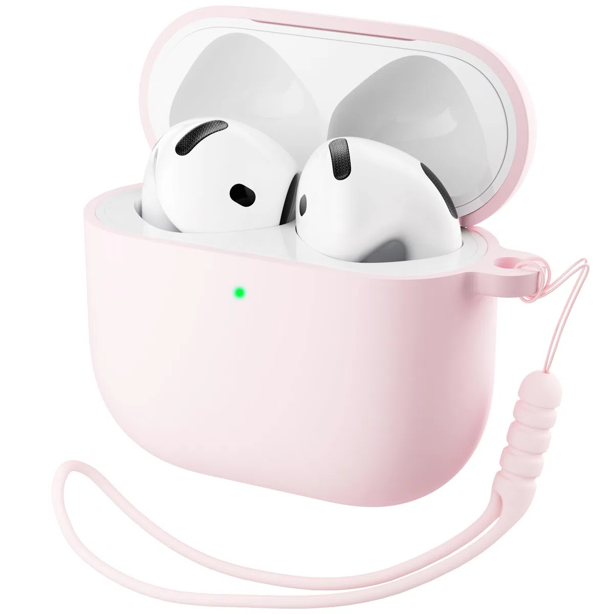 ORNARTO Silikonowe etui do AirPods 4 - różowe | 2-częściowe etui silikonowe z 2-warstwową strukturą, ochroną przed wstrząsami, smyczą i narzędziem do demontażu