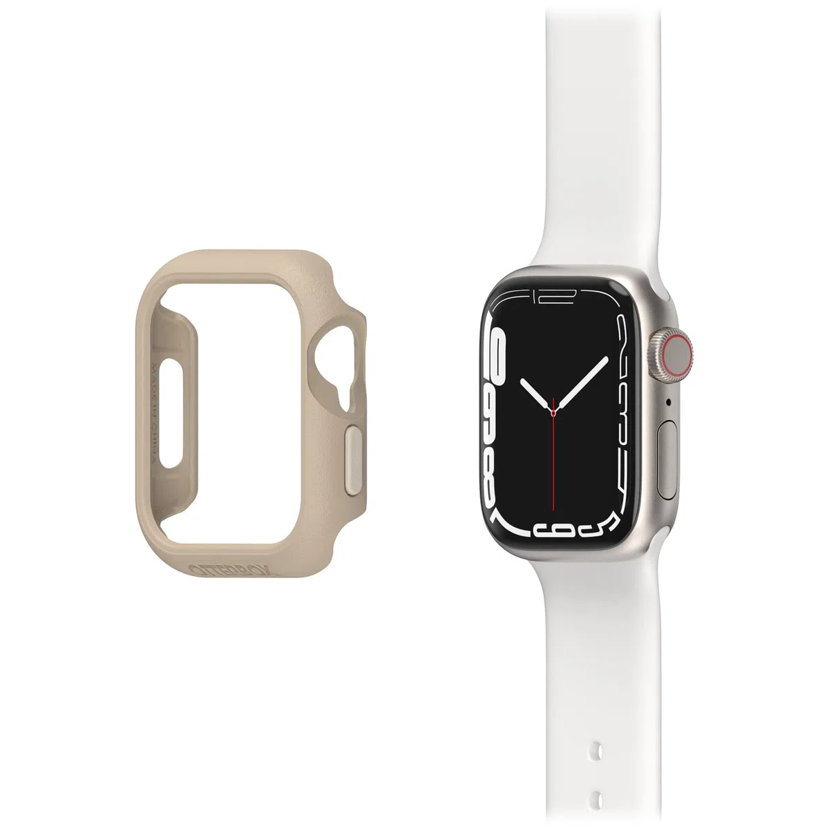 OtterBox Całodzienne etui na zegarek Apple Watch Series 9/8/7-41mm, Odporny na wstrząsy i upadki, elegancki futerał ochronny na zegarek Apple, chroni wyświetlacz i krawędzie, Beżowe