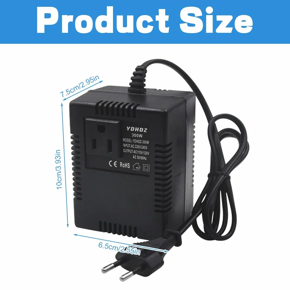 Przetwornica napięcia, transformator 220 V na 110 V, 300 W adapter sieciowy krok w dół, adapter prądu podróżnego, przetwornica napięcia z wtyczką, do komputerów, mini kamer, oczyszczaczy