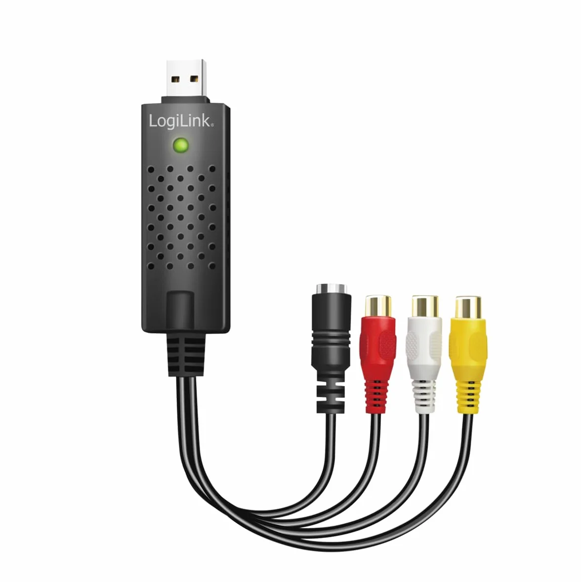 LogiLink VG0030A - USB 2.0 Audio/Video Grabber, 3 x cinch + miniDIN5 (S-Video) do Windows 7/8/10/11, Mac OS 10.7 lub nowszych, Android 5.0 lub nowszy
