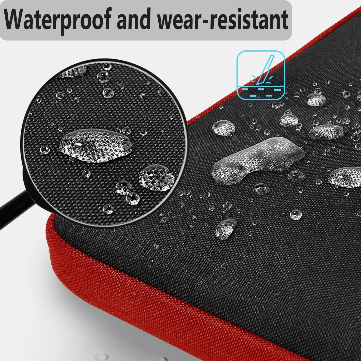 HSEOK 15"-15.6"-16" Torba na ramię na laptopa etui ohronne z paskiem, wodoszczelna torba na laptopa do 15"-16" MacBook Acer HP Dell Lenovo Asus Huawei Mi Samsung,Czarny&Czerwona krawędź
