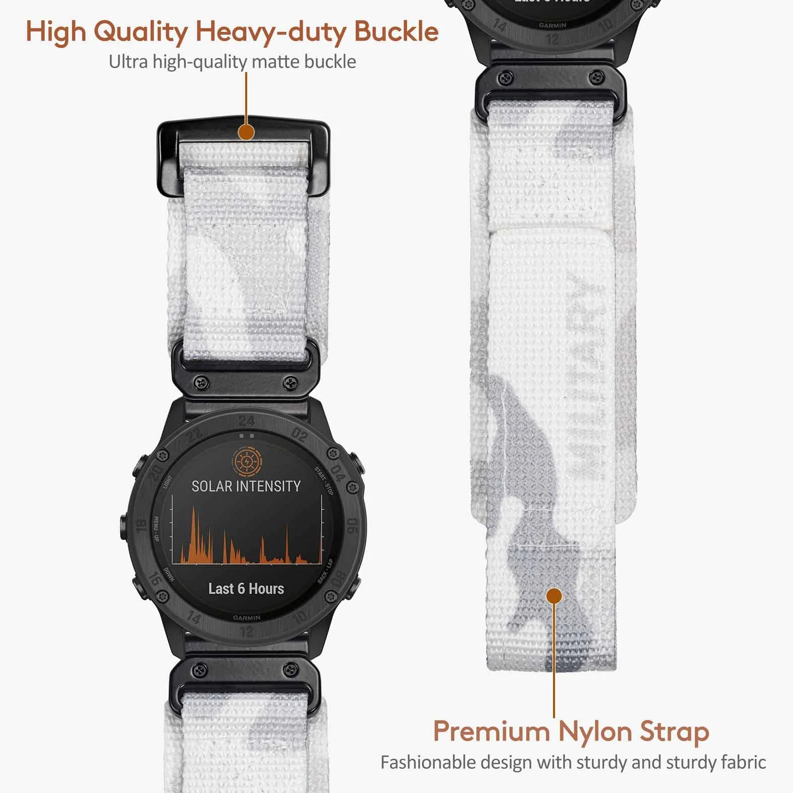 Pasek do zegarka, kompatybilność z Garmin, kamuflażowy, super wytrzymały, nylonowy pasek sportowy, do serii Fenix / Forerunner / Approach / MARQ / Quatix / D2, pasek zegarkowy dla mężczyzn