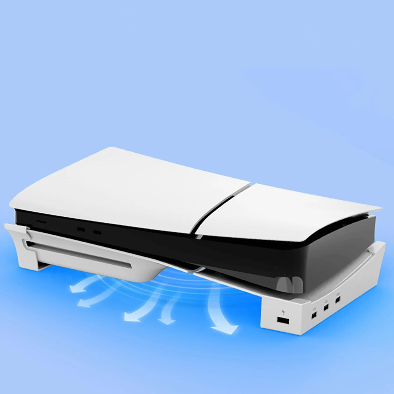 MOOKEENONE Poziomy koncentrator, 4 porty USB, podstawa do konsoli PS5 Slim, akcesoria modernizacyjne stojak uchwyt