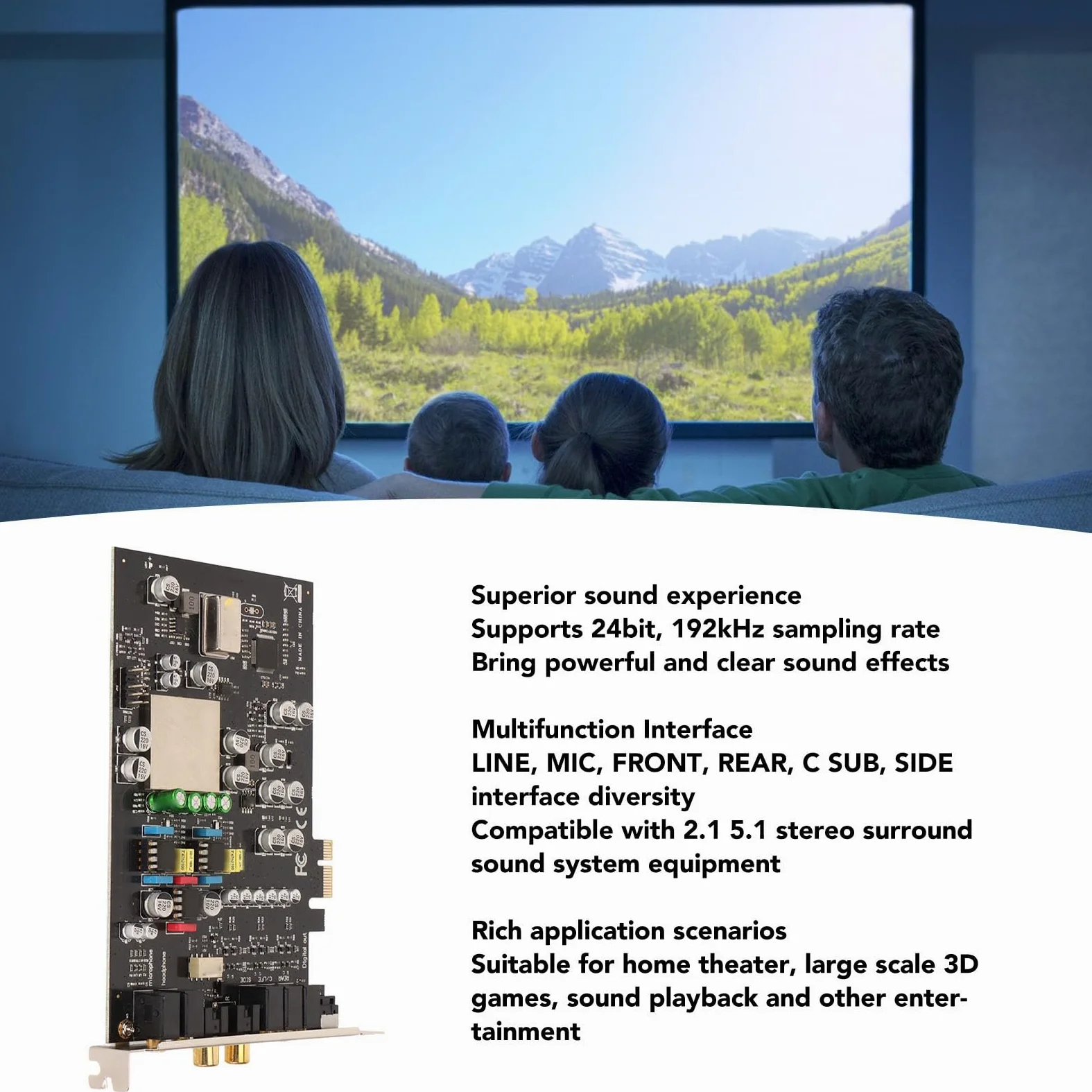 Wewnętrzna Karta Dźwiękowa, CM8828 CM9882A 7.1CH TCXO 24Bit 192kHz 100db SNR Karta Dźwiękowa PCI Express Adapter, Karta Dźwiękowa Stereo 3D PCI e, na PC 7 8 10 XP Vista