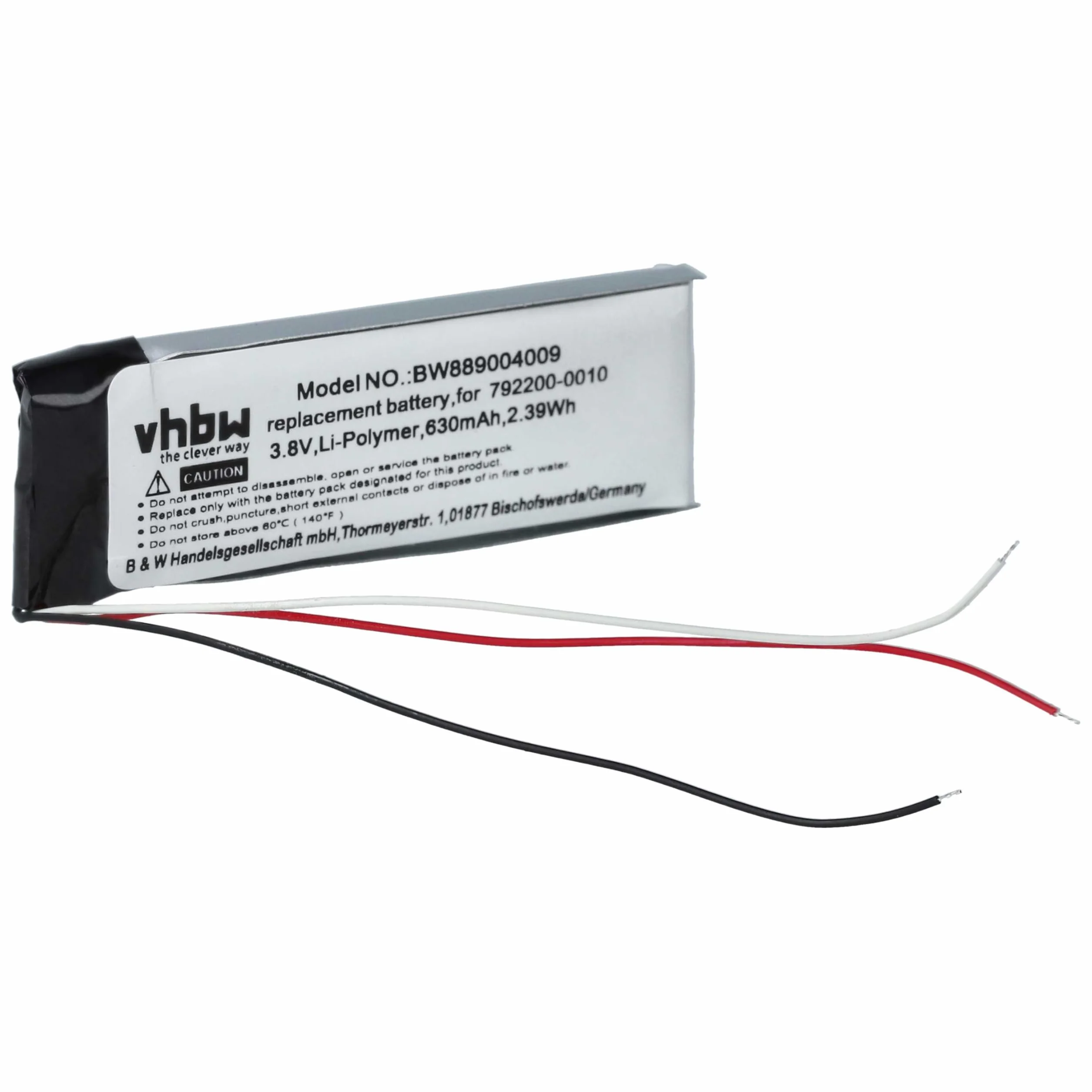 vhbw 1 x bateria do bezprzewodowych słuchawek dousznych Bose 792200-0010 (630 mAh, 3,8 V, Li-ion)