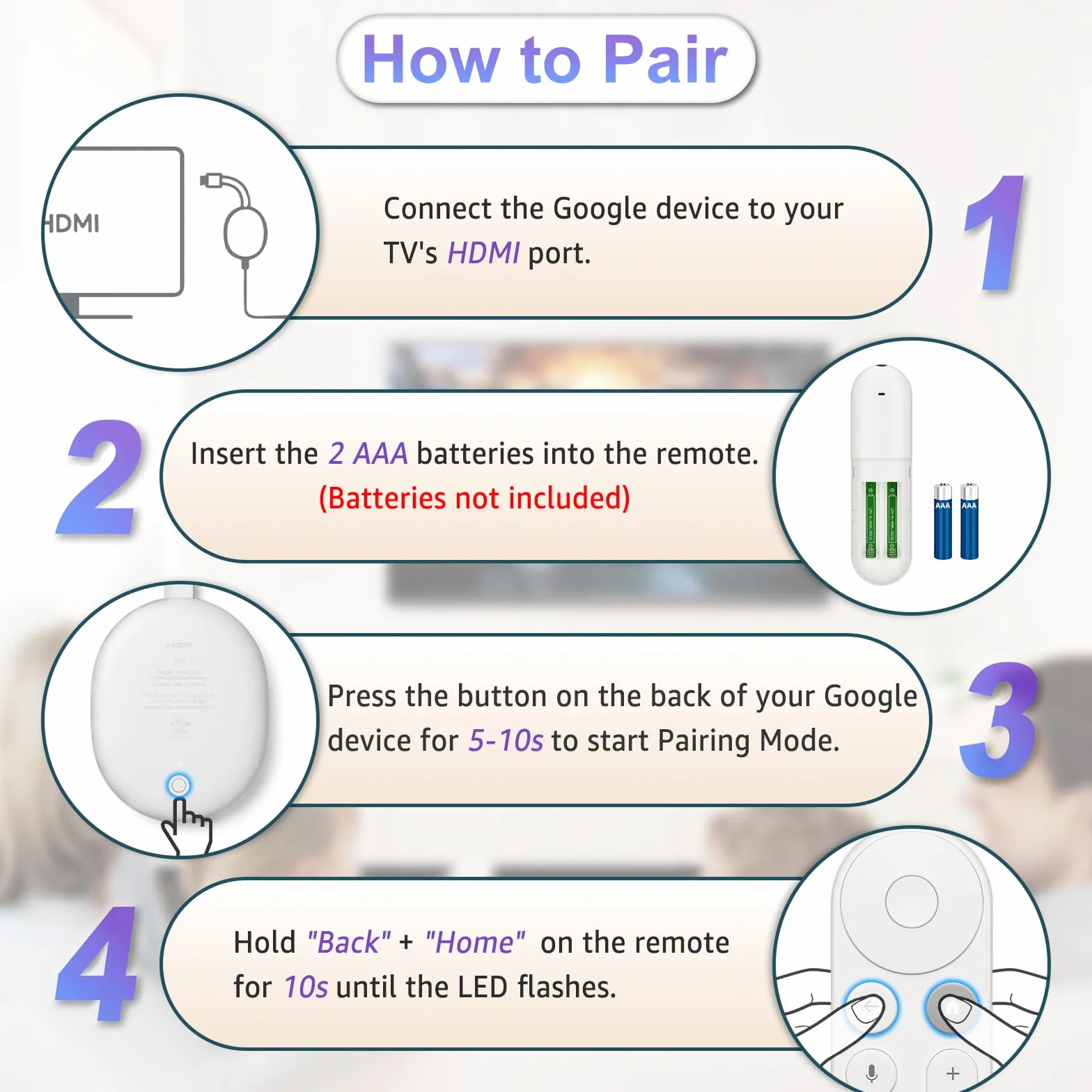 Zdalny pilot głosowy zastępujący pilota Google TV Streamer Remote (4K), uniwersalny dla pilota Chromecast z Google TV Remote (4K/HD)