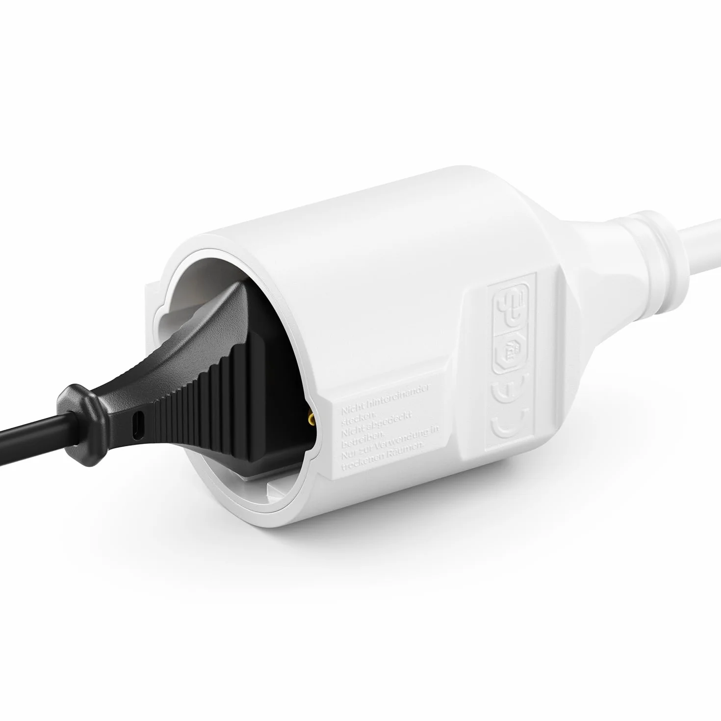 deleyCON 3,0m Kabel Zasilający Przedłużacz z Płaskim Wtykiem Ochronnym Przewód Prądu Przedłużenie 3680W Gospodarstwo Domowe Biuro Multimedia Biały