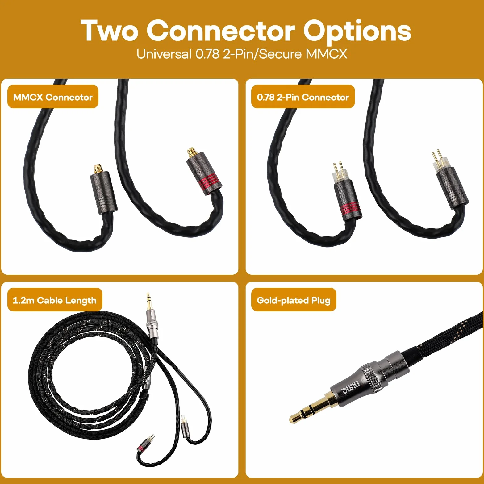 Linsoul DUNU Lyre Mini 24AWG 240-żyłowy, wysokiej czystości, OCC, ulepszony kabel do słuchawek audio HiFi z systemem mini wtyczek Q-Lock, dla muzyków audiofilskich (MMCX)