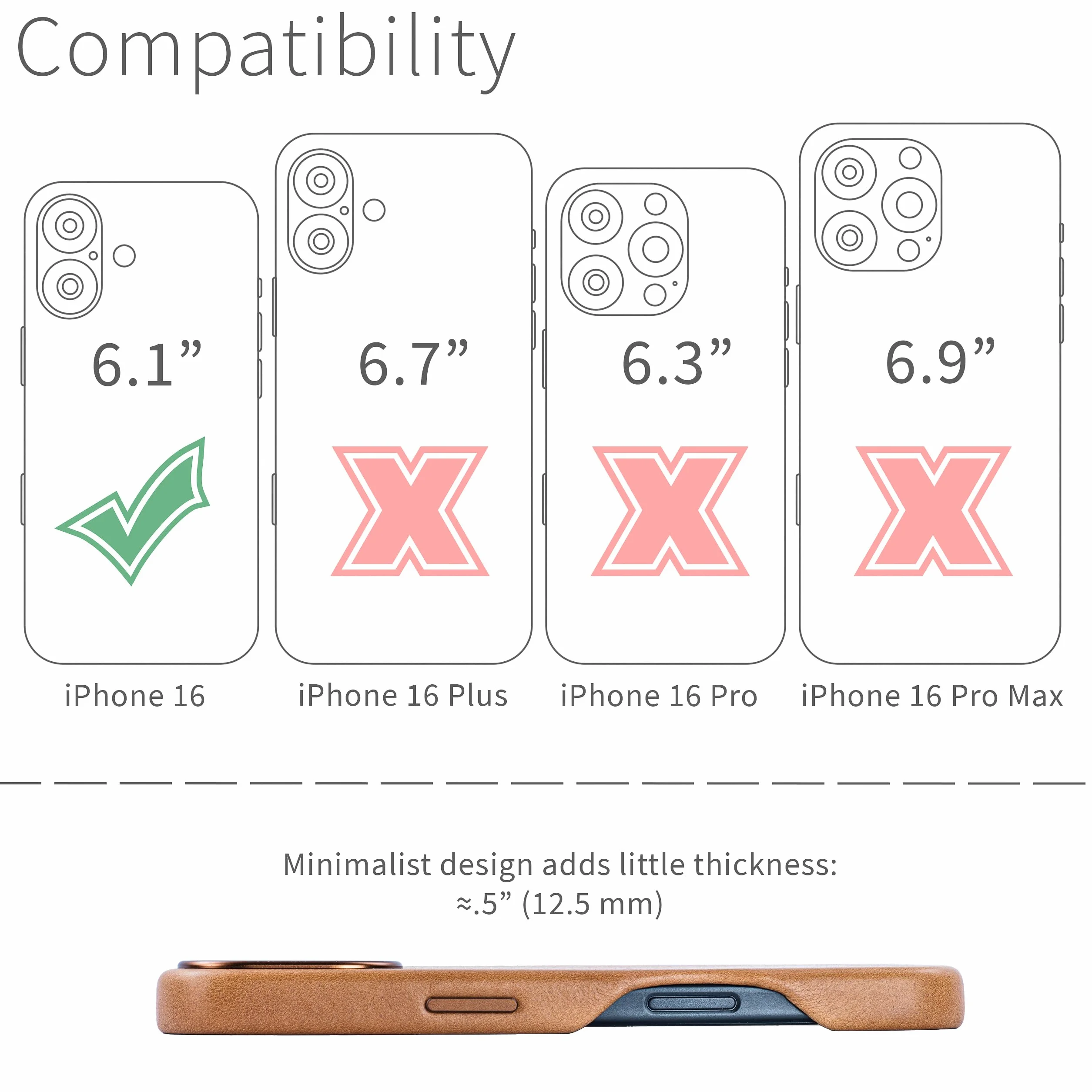 Dockem Skórzane Etui V2 iPhone 16 z Pełnym Wycięciem na Aparat MagSafe Jasnobrazowy