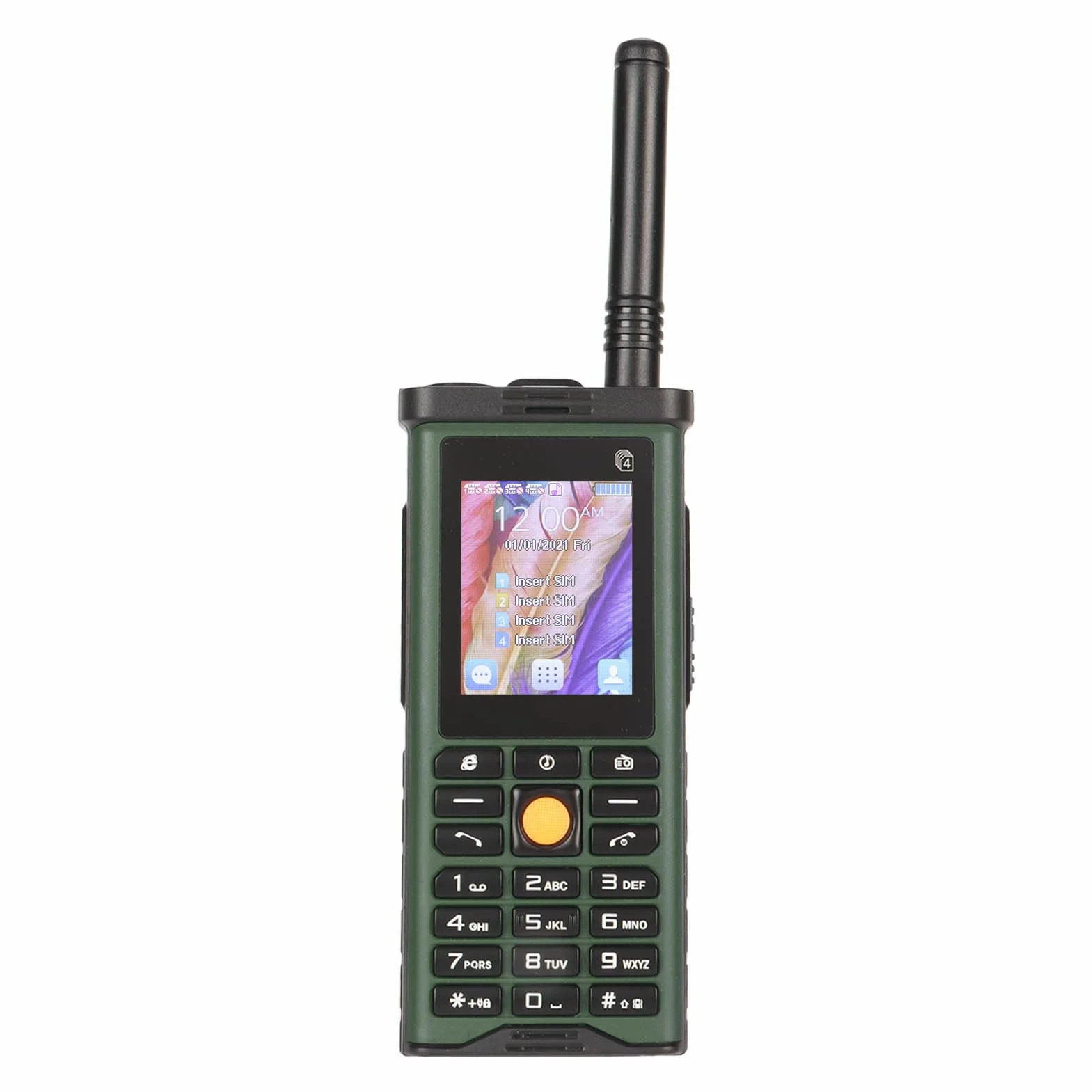 Telefon Komórkowy dla Seniorów, Telefon Komórkowy na 4 Karty SIM Funkcja Latarki Zdejmowany Pręt Anteny do Użytku na Zewnątrz (Zielony)
