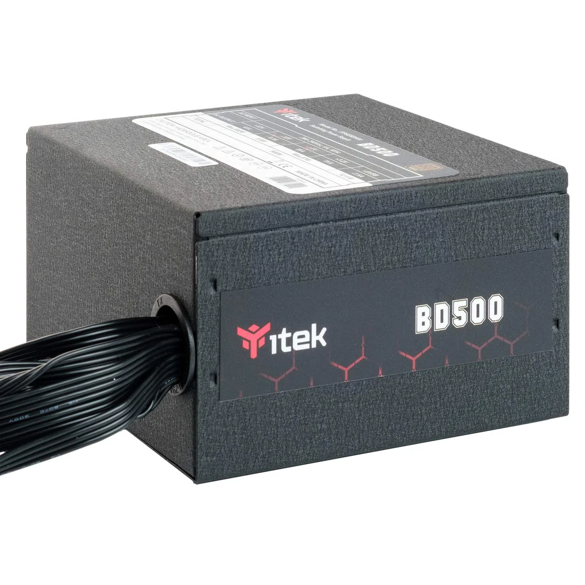 iTek Zasilacz sieciowy do PC BD500-500 W, HDB Hydraulic Dynamic Bearing 12 mm aktywna ochrona PFC, konwerter przełączający DC na DC, certyfikat wydajności 80 Plus, brąz