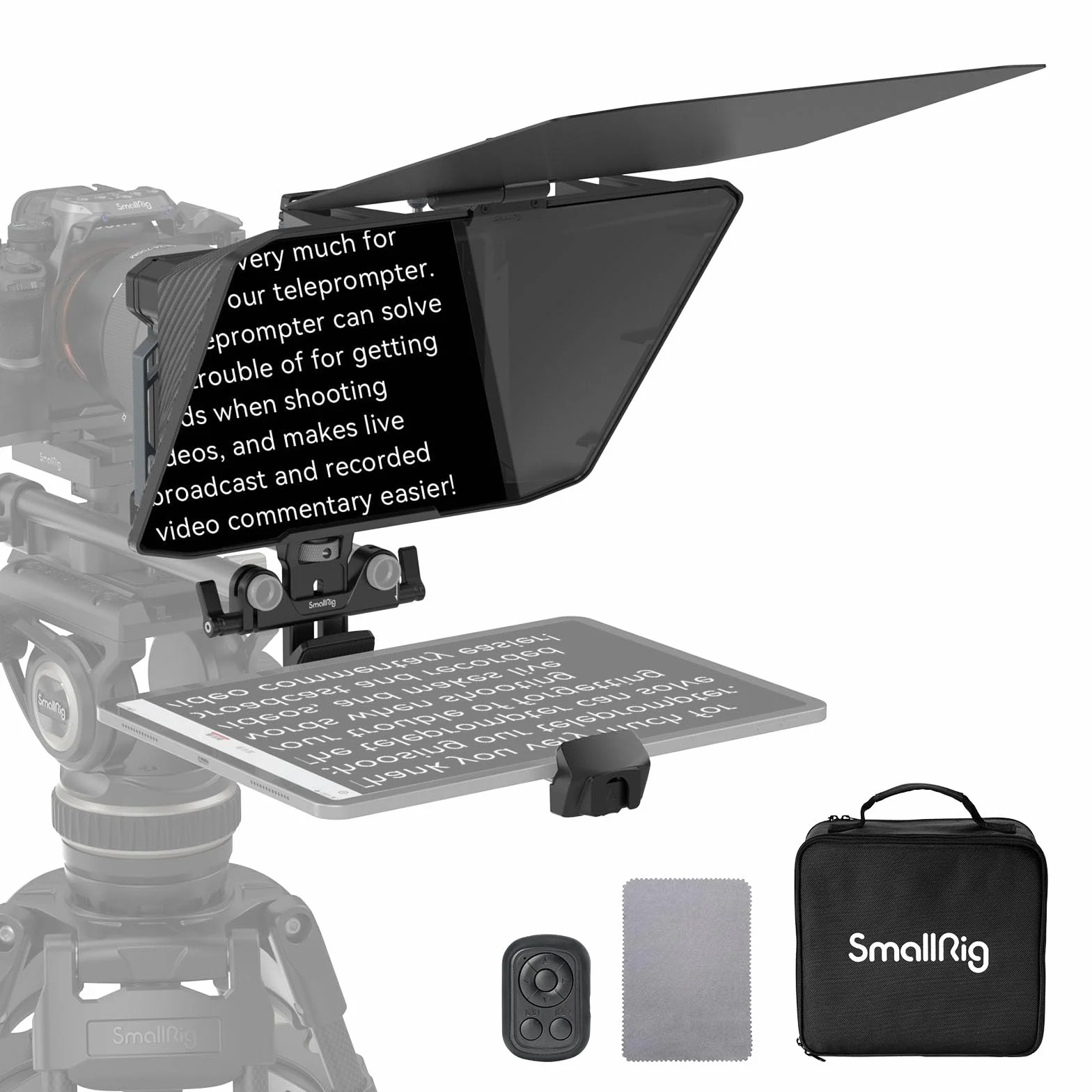 SMALLRIG Teleprompter for iPad for Androd Tablet up to 11 inch, NOT for Smartphone, SmallGoGo APP Supports PDF Picture Word TXT, Must Work with 15mm LWS Baseplate for Mirrorless DSLR Camcorder - 3646