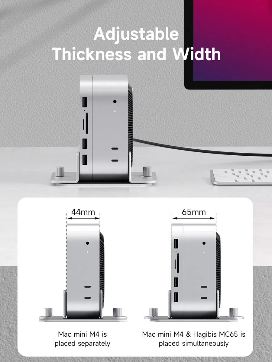 Hagibis Pionowy Stojak do Mac Mini M4, Aluminiowy Stop, Podstawka na Laptopa, Antypoślizgowy Uchwyt Komputerowy, Stojak na Biurko Kompatybilny z M4 Chip Mac Mini Pro
