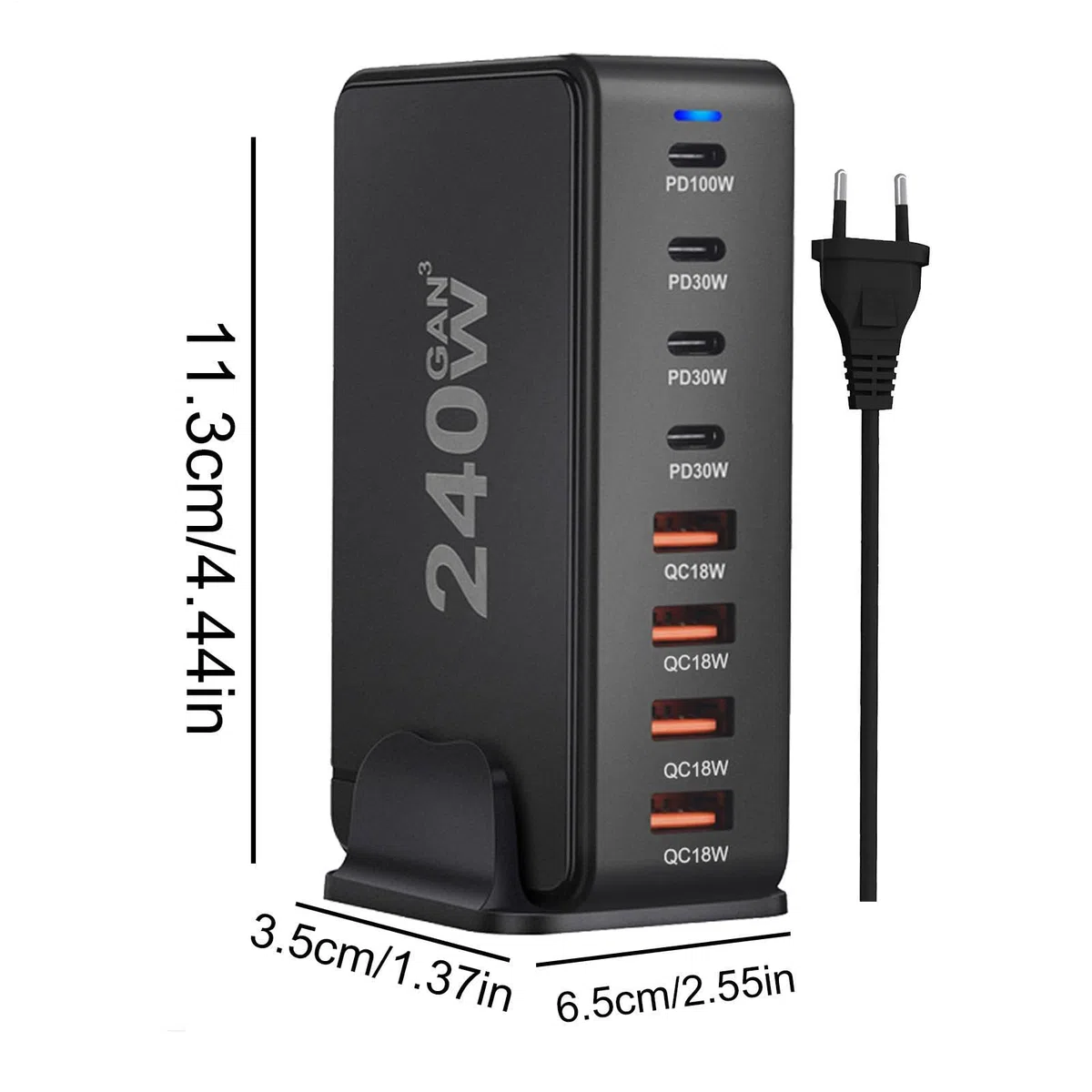 Ładowarka Pd - 8-portowa stacja ładująca PD - ładowarka USB C QC zasilacz | do laptopa z super szybkim ładowaniem do podróży biurowych