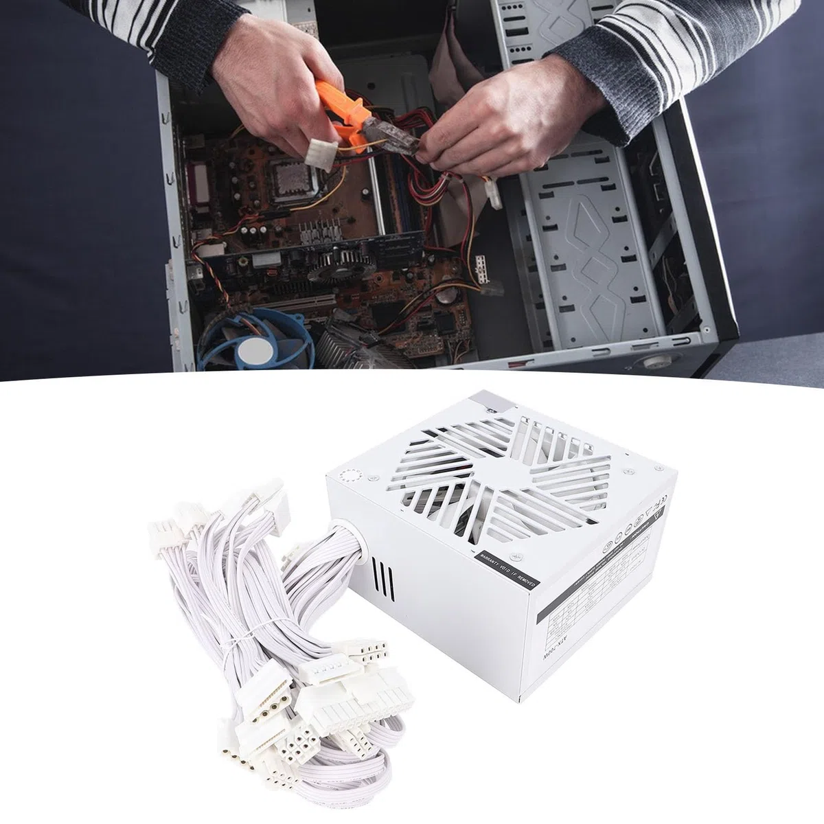 Fockety Zasilacz ATX 700 W, Wentylator 120 Mm z automatyczną regulacją Prędkości i Wieloma Zabezpieczeniami, Zasilacz do Gier z 4+4-pinowymi Złączami Procesora do Komputerów Stacjonarnych