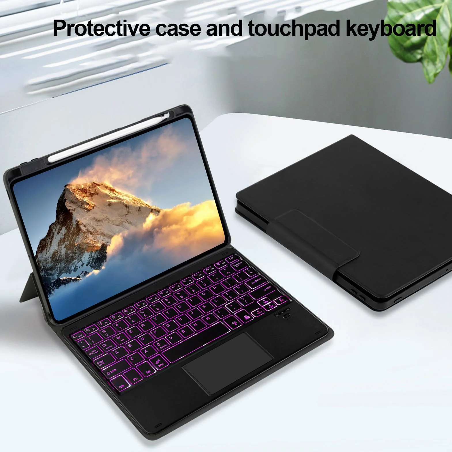 Etui na klawiaturę do Tabletu iOS Air 4 5 6 2024, Bezprzewodowa Bluetooth z Gładzikiem, Skórzana Obudowa