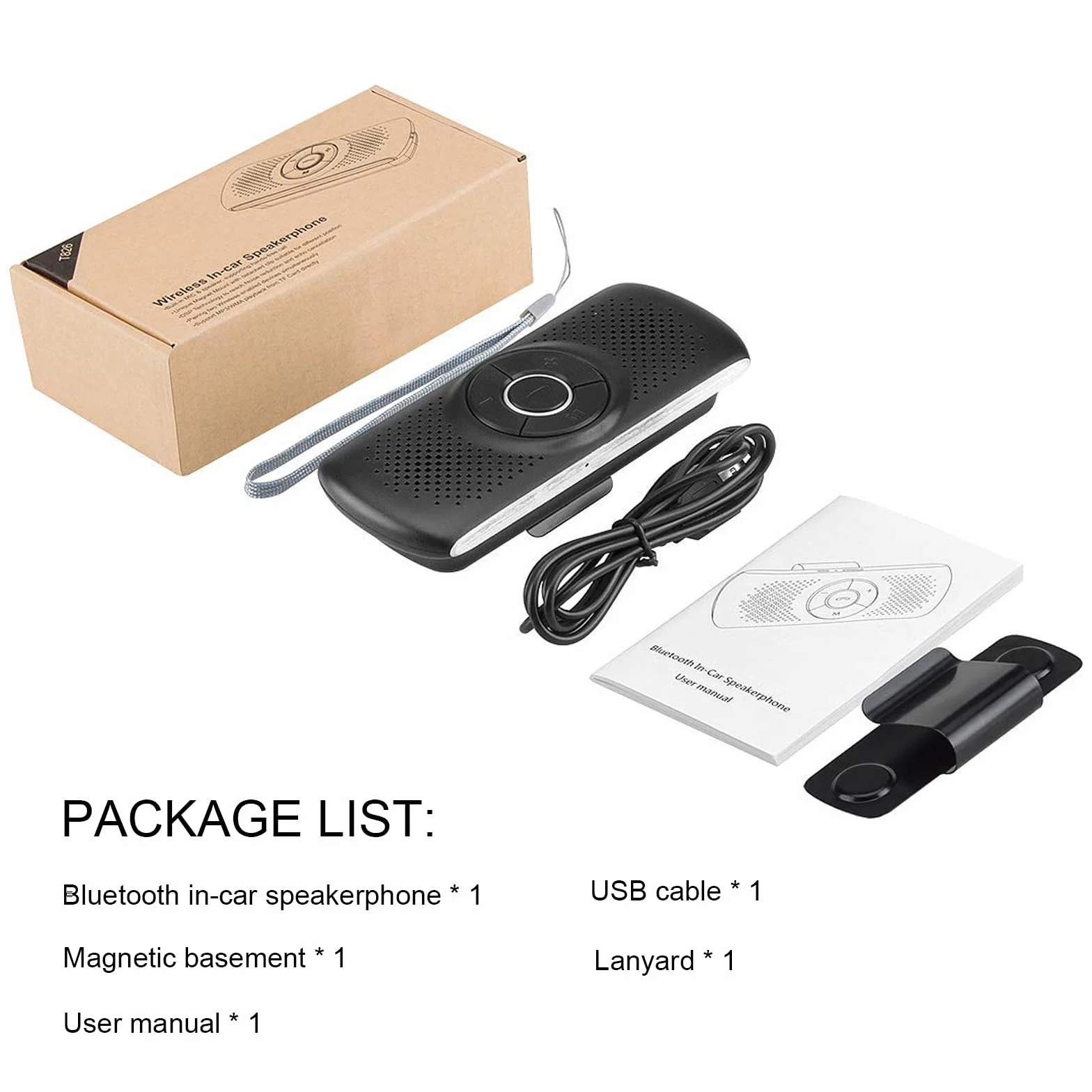 Zestaw Głośnomówiący Bluetooth 5.0 z Klipsem, Slotem na Kartę TF, Zintegrowanym Mikrofonem, Obsługą Siri i Asystenta Google, do Muzyki, GPS, Telefonu