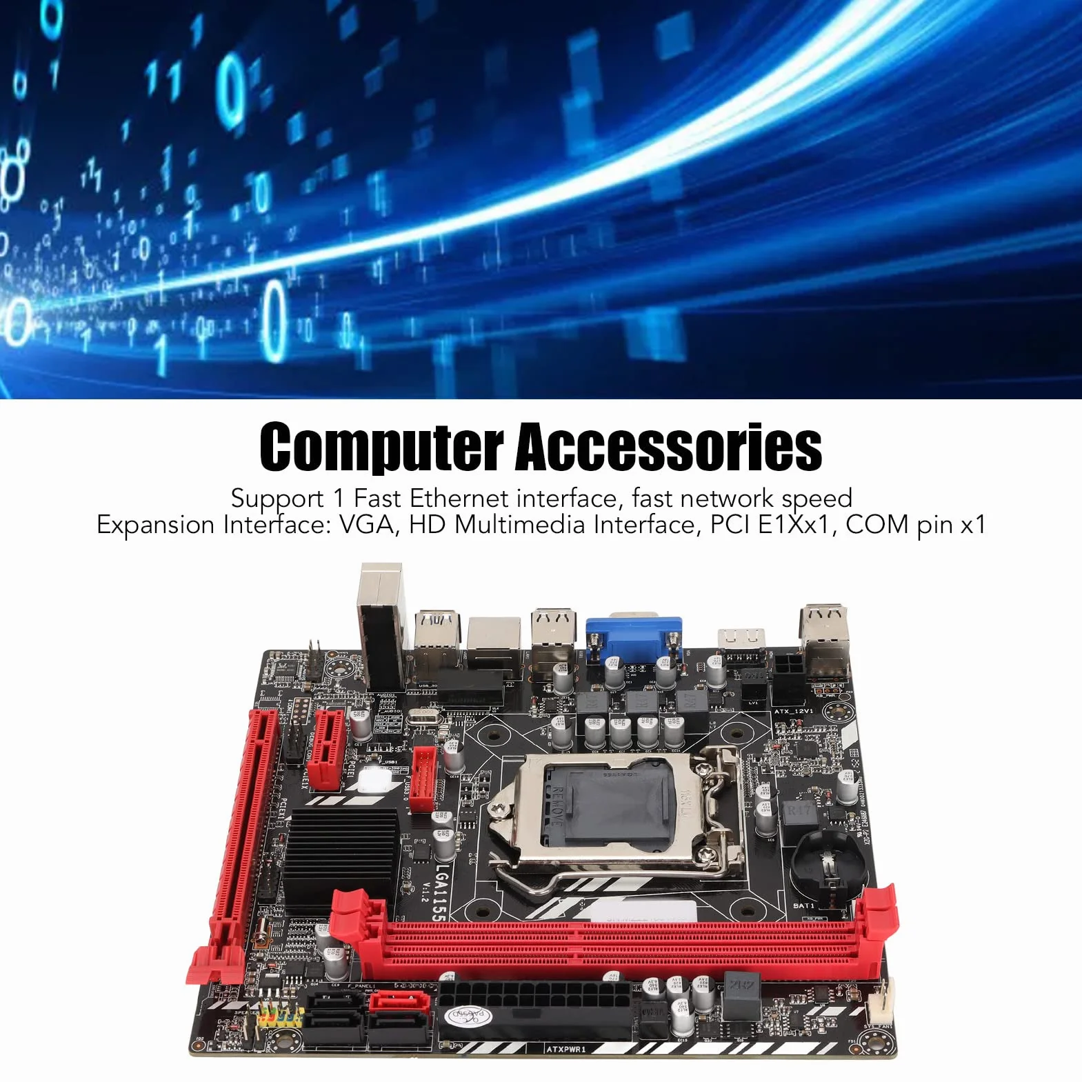 Komputerowa Płyta Główna do Komputera Stacjonarnego, Obsługa Płyty Głównej DDR3 1155 Pinów I3 I5 I7 Procesor 2 DDR3 100M Interfejs Sieciowy Stabilna Płyta Główna do Gier