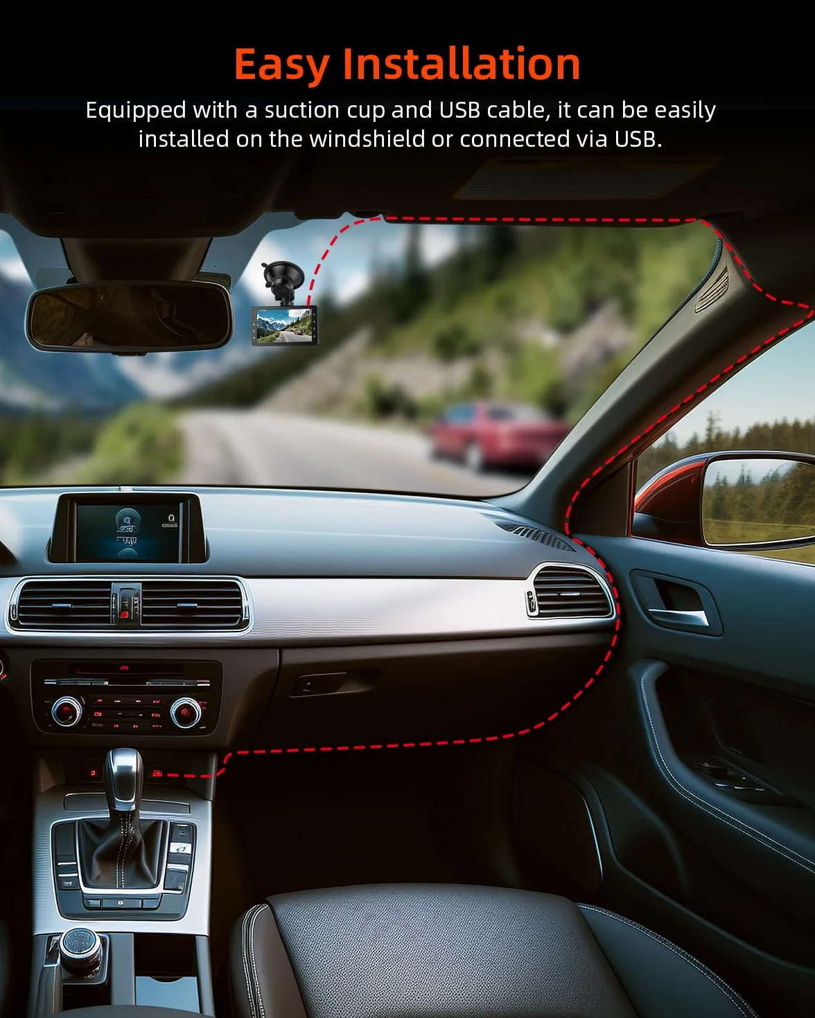 Rejestrator Jazdy Zhiroad Full HD 1080P, Dashcam z Karta SD 32 GB, Kamera Samochodowa z 3-cali Ekran IPS, Widok 176°, Wizja Nocna, Nagrywanie Pętli, Tryb Parkowania 24h, Czujnik Grawitacyjny, WDR