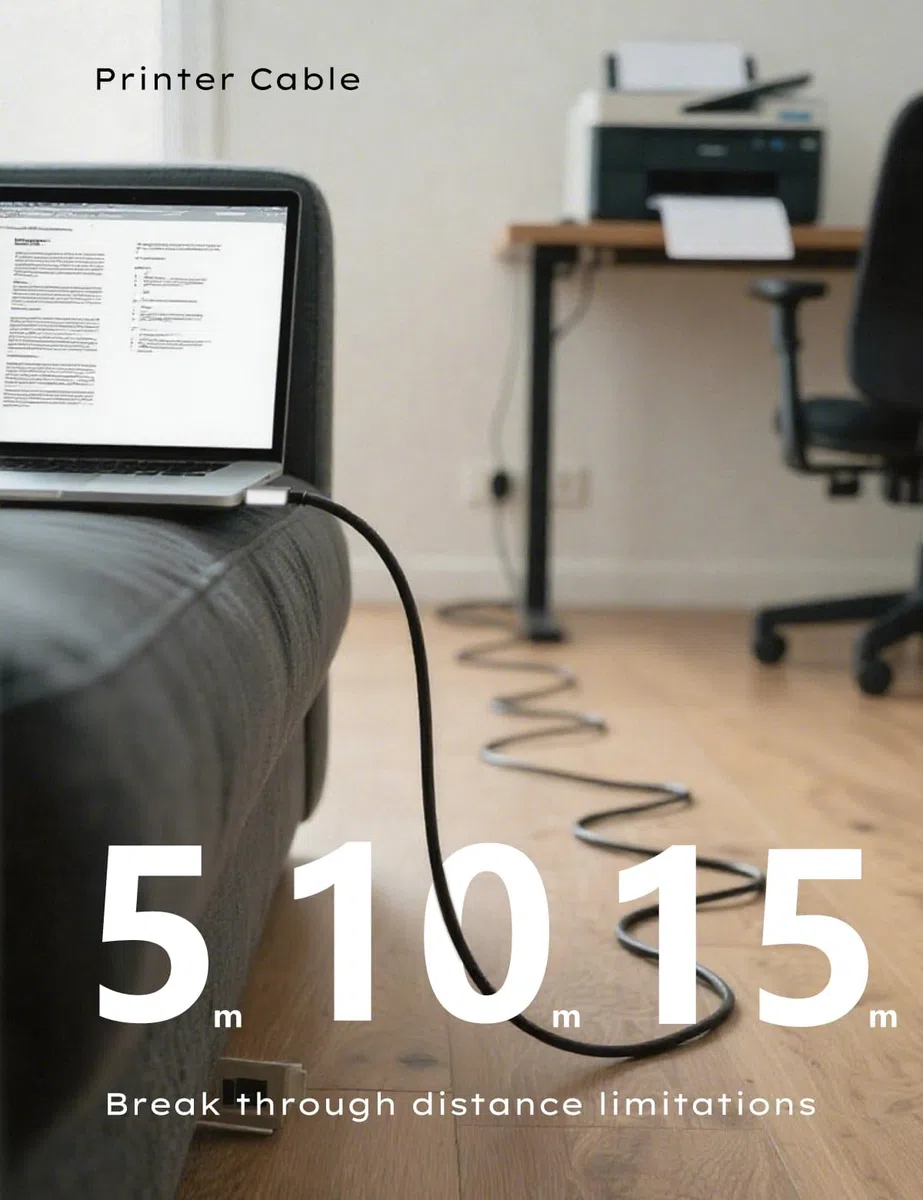 15,24 m kabel USB 3.0 do drukarki, kabel USB A do B, 5 Gbps wysoka prędkość z 2 wzmacniaczami sygnału i zasilaczem USB dla drukarzy, skanerów, stacji dokujących, zewnętrznych dysków twardych
