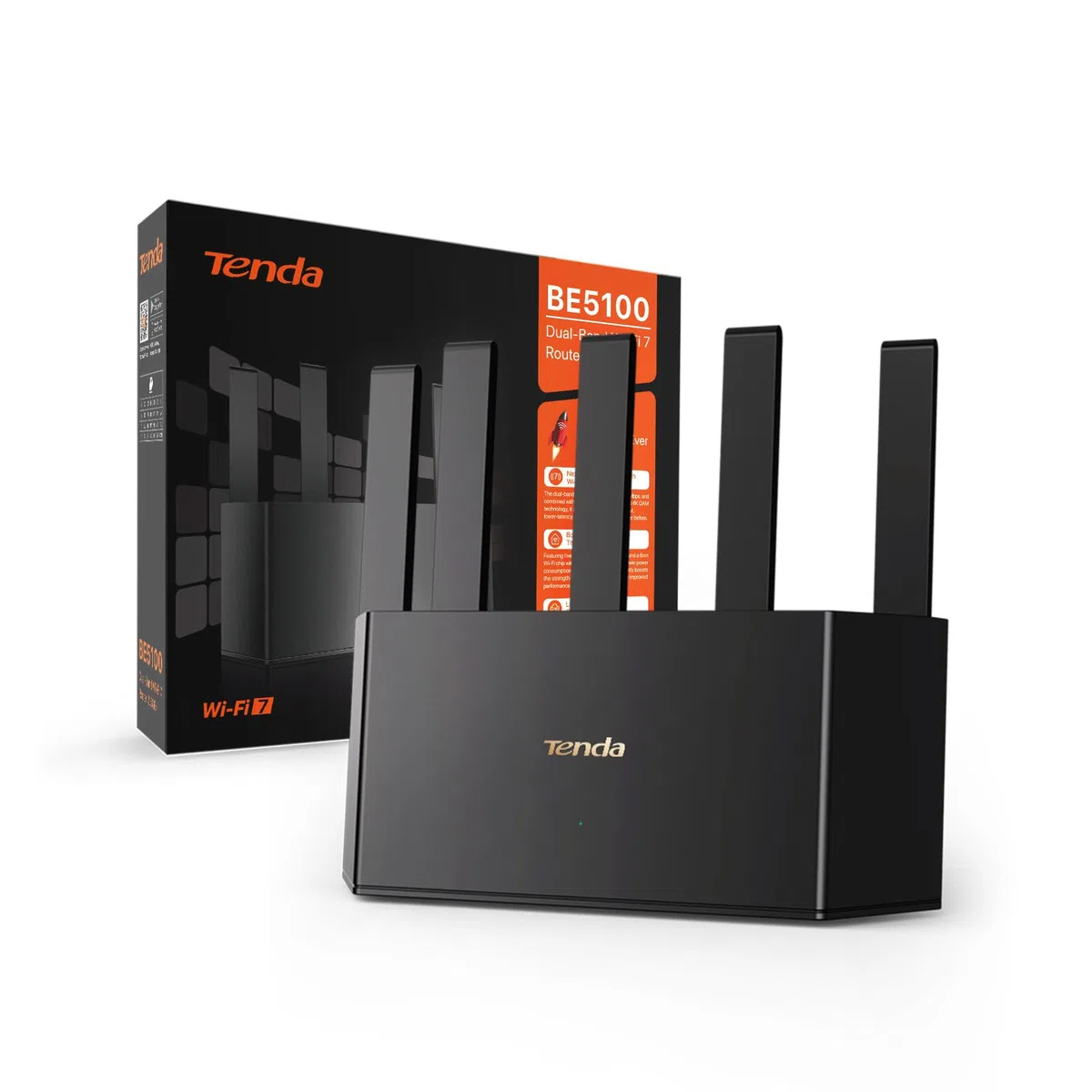 Tenda RE6L Pro Wi-Fi 7 router (BE5100 Dual-Band 4323Mbit/s 5GHz, 688 Mbit/s 2,4 GHz) anteny pionowe, Wi-Fi+, 1x2,5 Gbps + 3 x porty Gigabit WAN/LAN, MLO, 4K-QAM, NFC, VPN, WPA3, VR/AR Gaming/8K