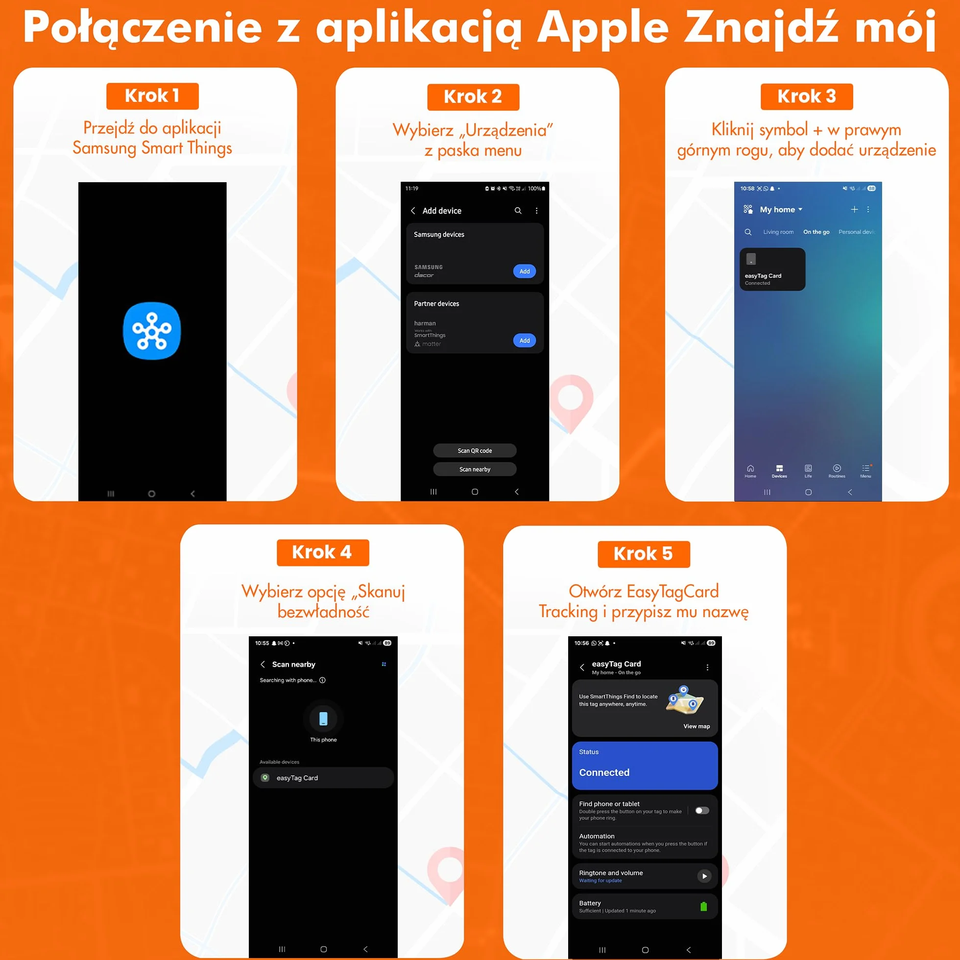 easyTag Tracker Card Smart Tag do śledzenia portfeli Samsung SmartThings