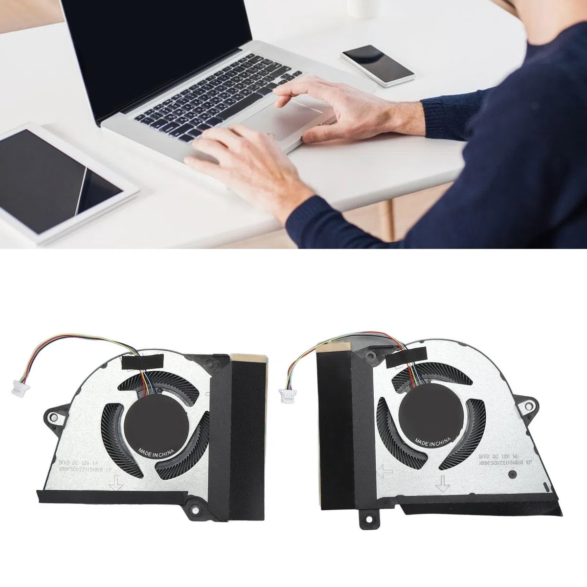 Zapasowy Wentylator Chłodzący do ROG Zephyrus G14 GA401 GA401I GA401IU GA401IV Laptopa, 4-pinowe Złącze Zasilania, DC 12V 1A (Wentylator chłodzący CPU i GPU)