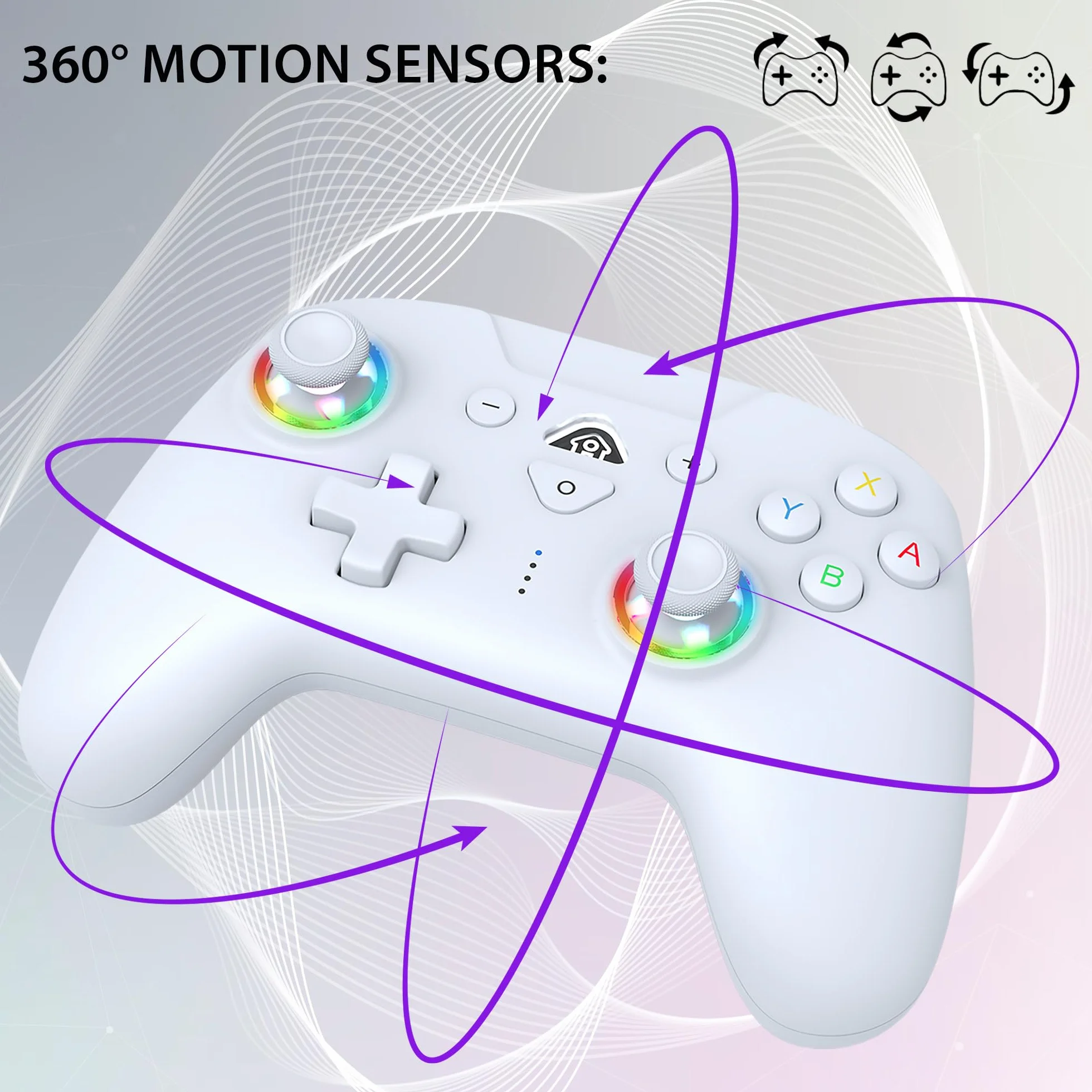Subsonic Bezprzewodowy kontroler do Switch i Switch Oled – bezprzewodowy kontroler Bluetooth z diodami LED, wibracjami i 6-osiowym żyroskopem – biały