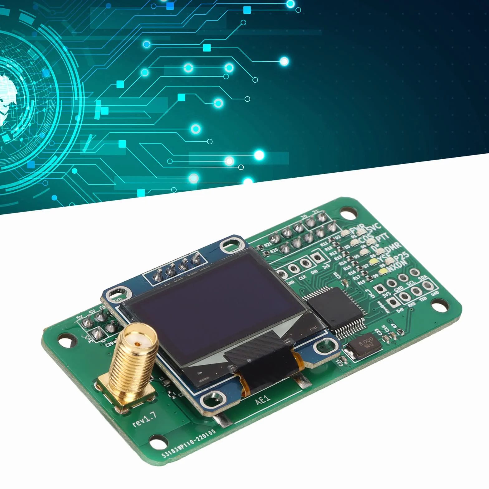 MMDVM Hotspot Moduł UHF VHF z LED Wyświetlaczem, Anteną SMA i Jednopłytowym Komputerem - Kompletny Zestaw Cyfrowej Radiokomunikacji dla Radiolubicieli