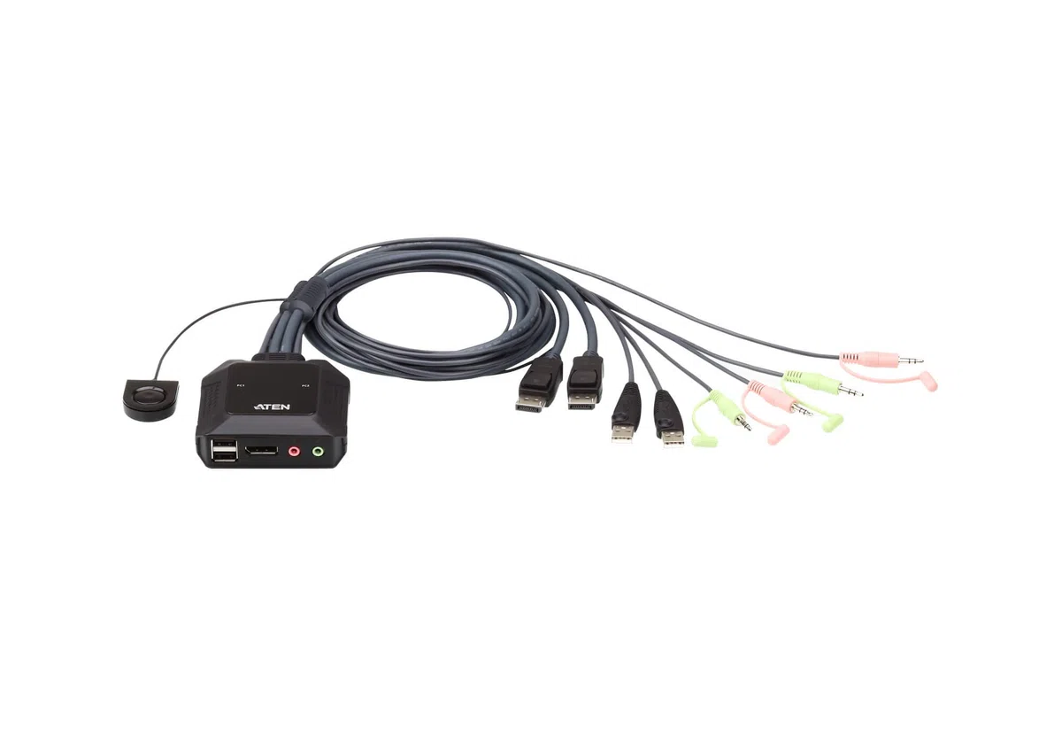 Aten CS22DP DisplayPort przełącznik KVM z Pilotem, Czarny