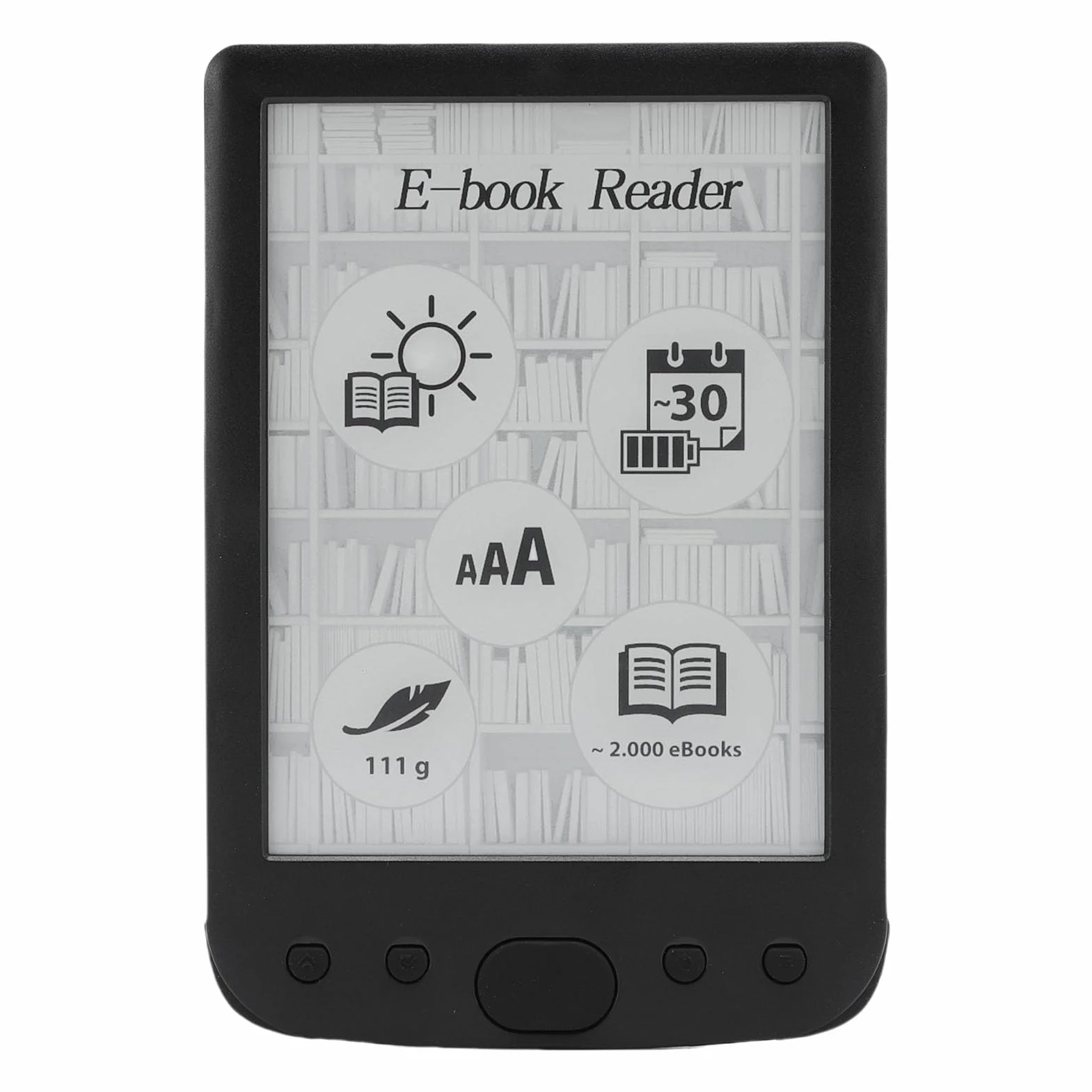 BK6025 Czytnik Epaperów, Przenośny Czytnik Ebooków z 6 -calowym Ekranem Atramentu, Regulacja Rozmiarów Czcionek, Audiobooki, Przyjazne Eye Urządzenia Ereaderowe z obudową ochronną, (16GB)