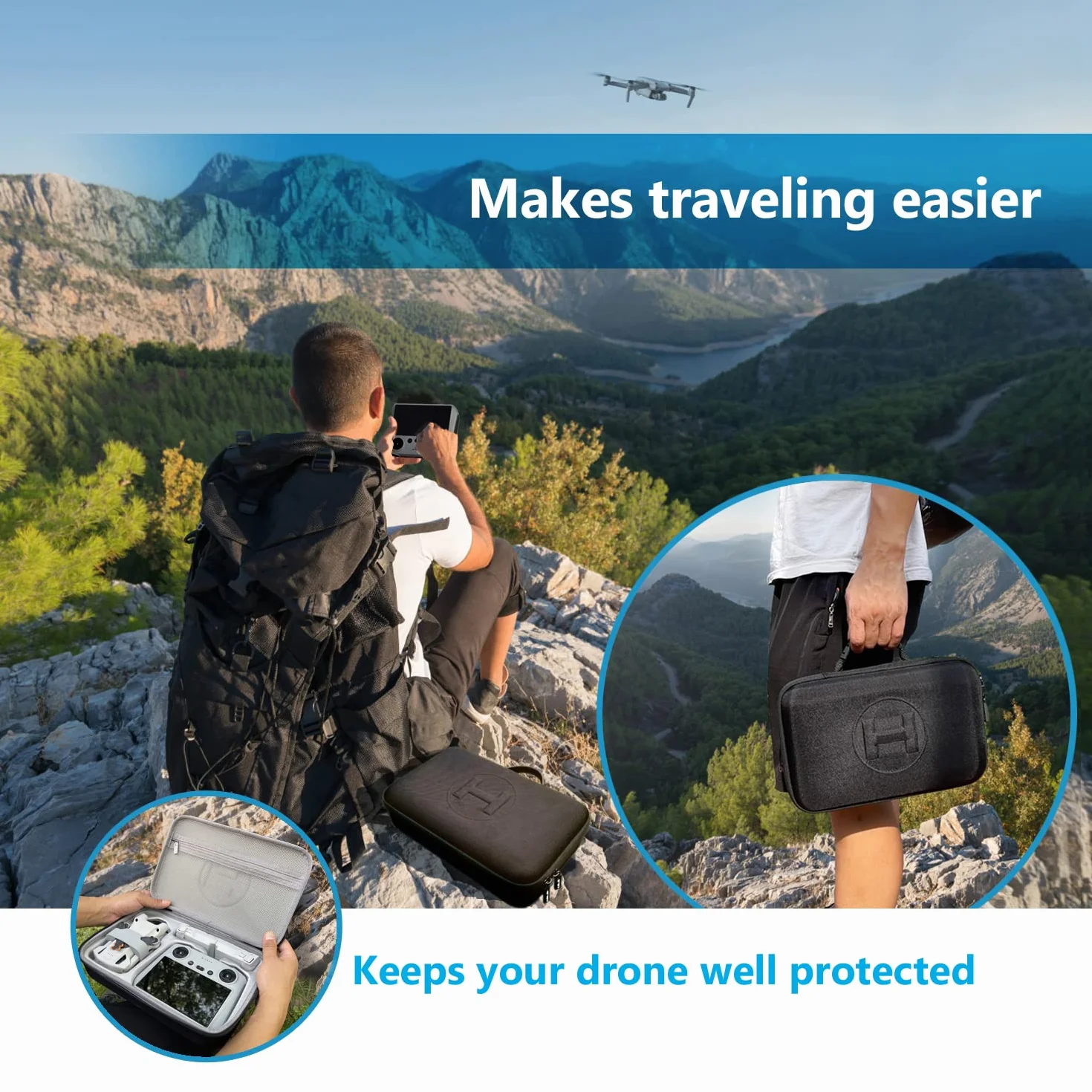 Torba do DJI Mini 3 Pro JSVER twarda obudowa podróżna do dji mini 3 Pro, DJI RC/DJI RC-N1 pilot zdalnego sterowania i akcesoria